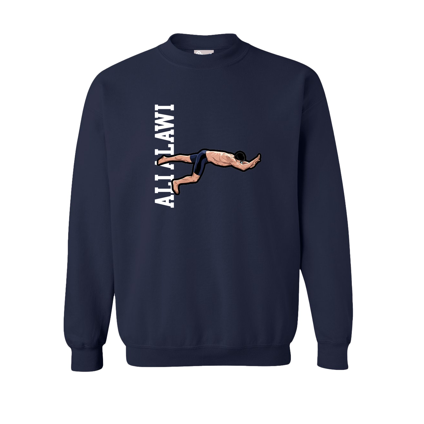 Fleece Crew — Name Vertical in Navy