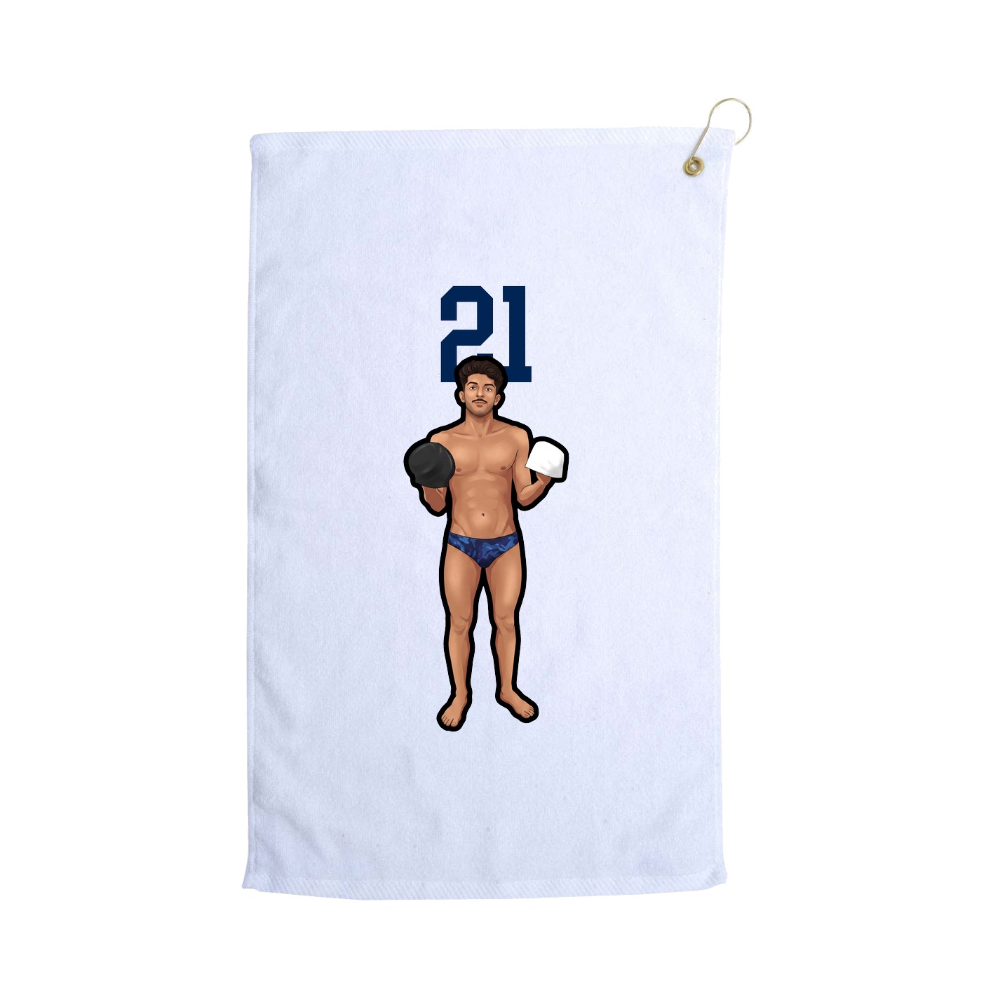 Golf Towel — Number Top in White