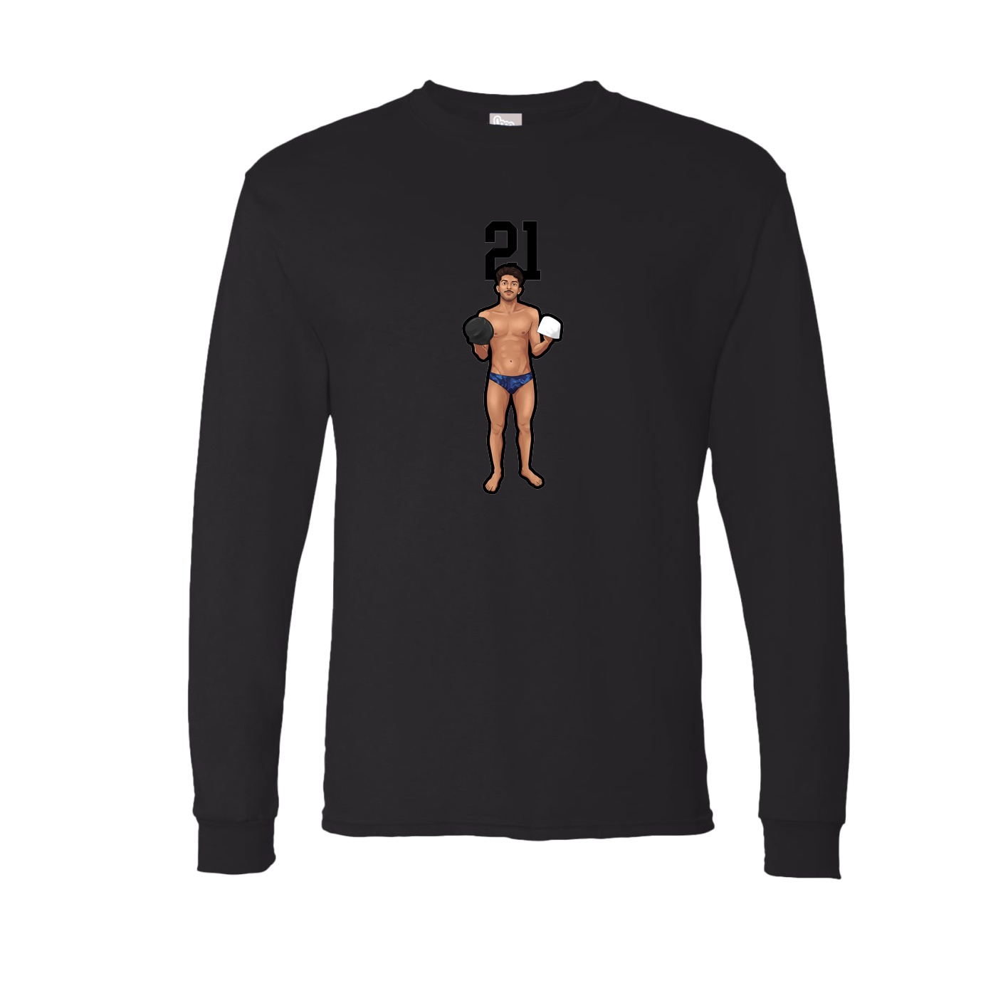 Long Sleeve Tee — Number Top in Black