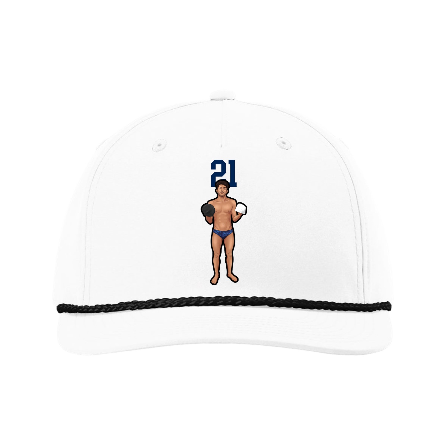 Five-Panel Classic Rope Cap — Number Top in White