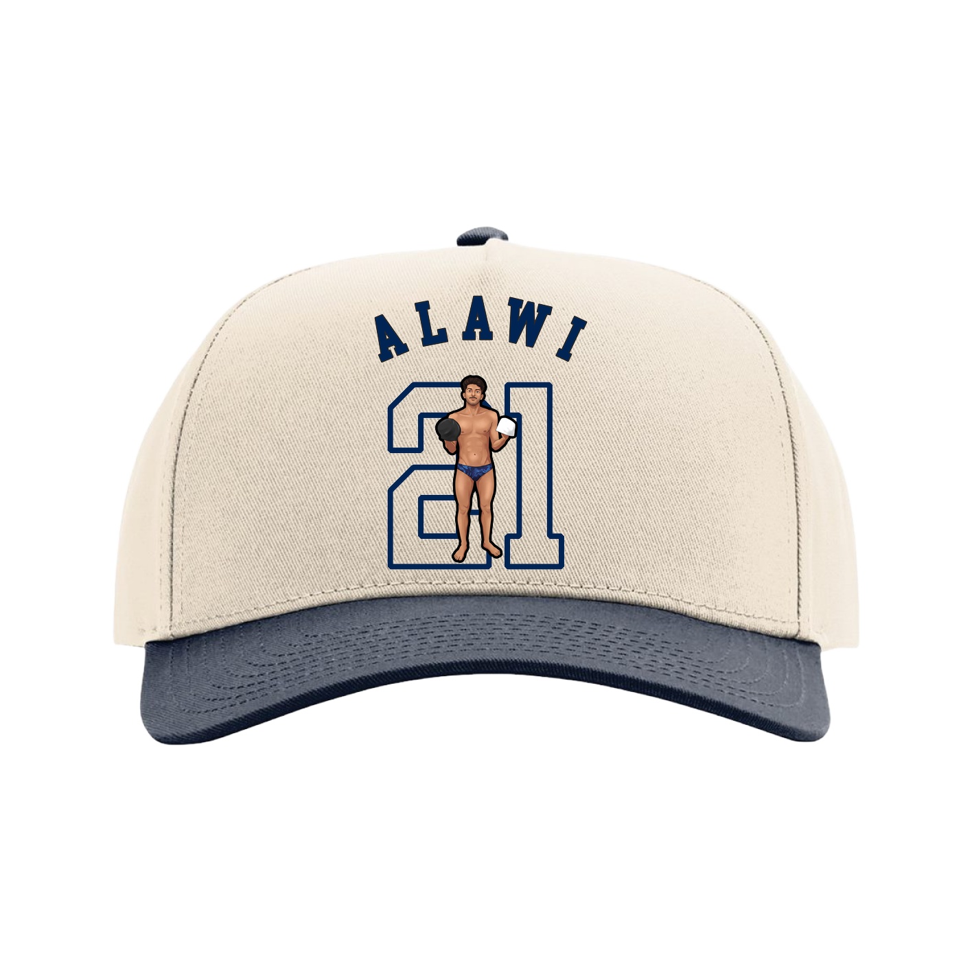Full Fabric Five-Panel Champ Cap — Shirsey Arch in Cream/Navy