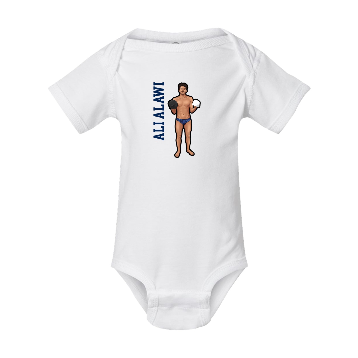 Baby Onesie — Name Vertical in White