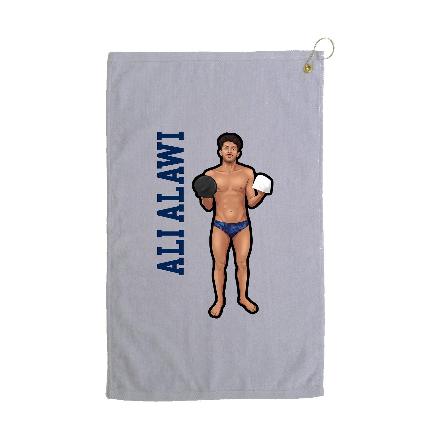 Golf Towel — Name Vertical in Grey
