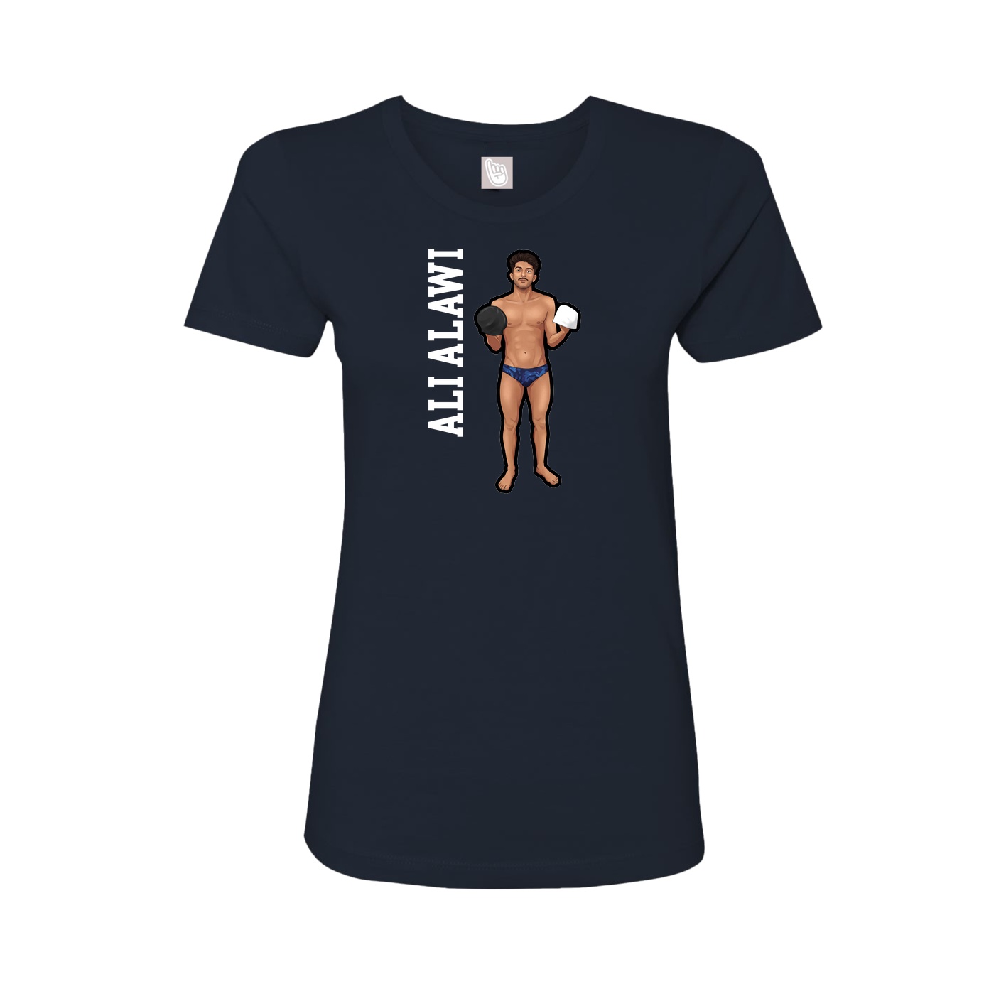 Fitted Women's Tee — Name Vertical in Navy