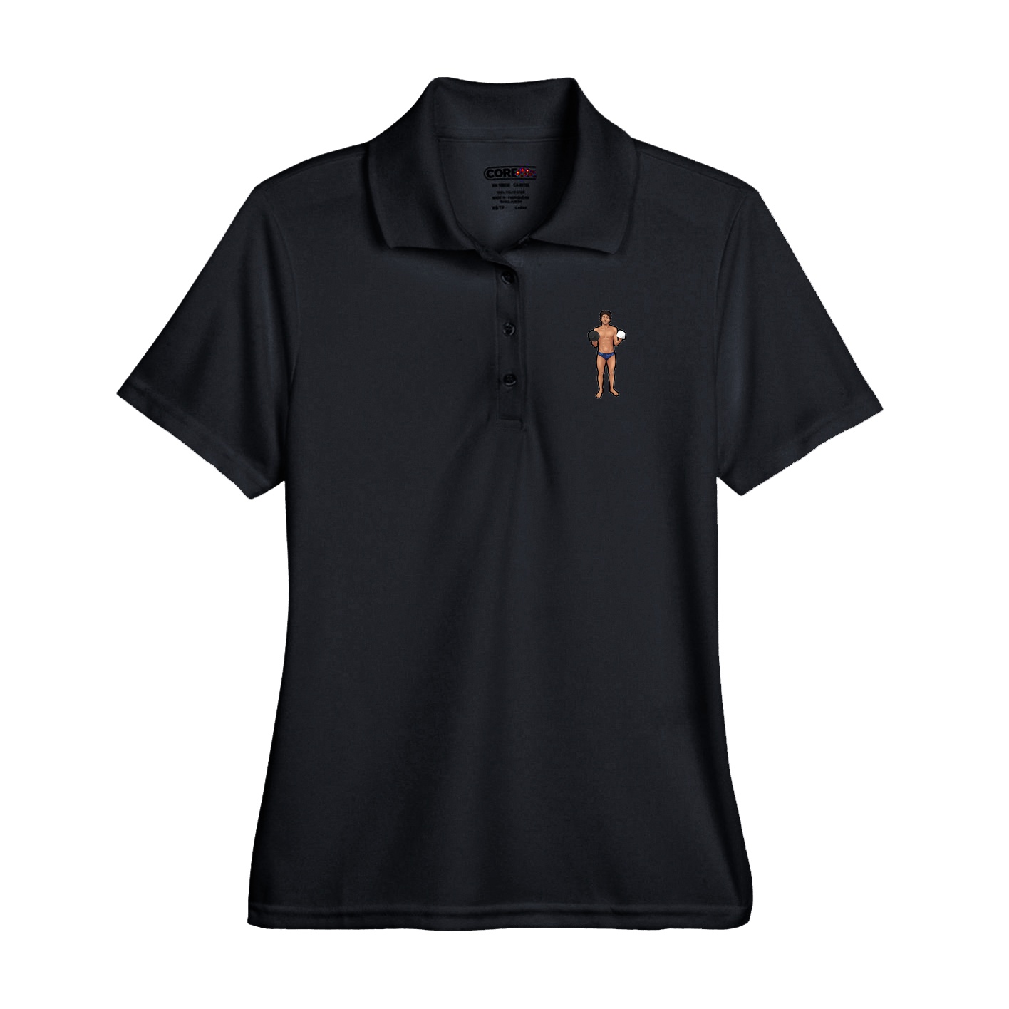 Performance Polo — Name Vertical in Black