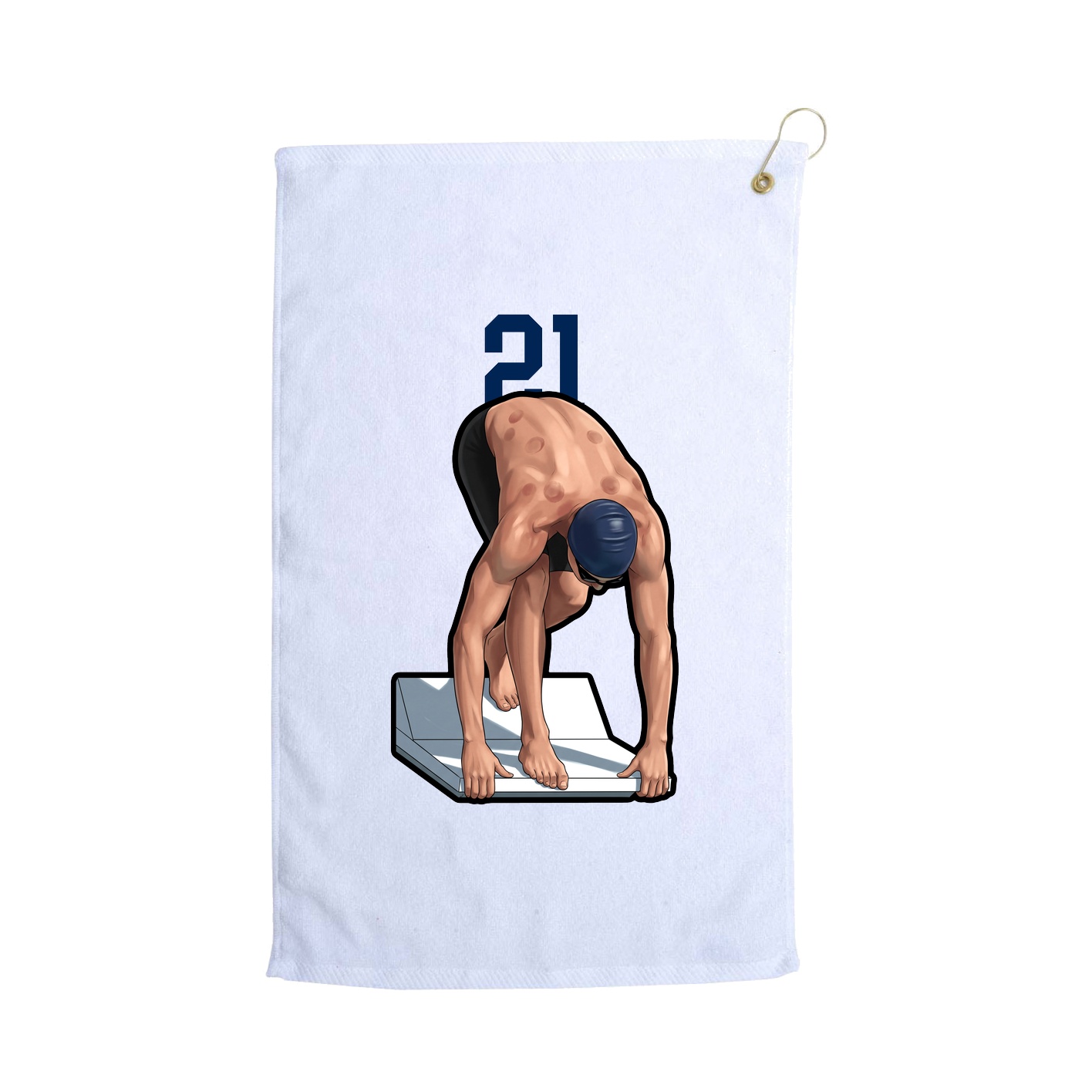 Golf Towel — Number Top in White