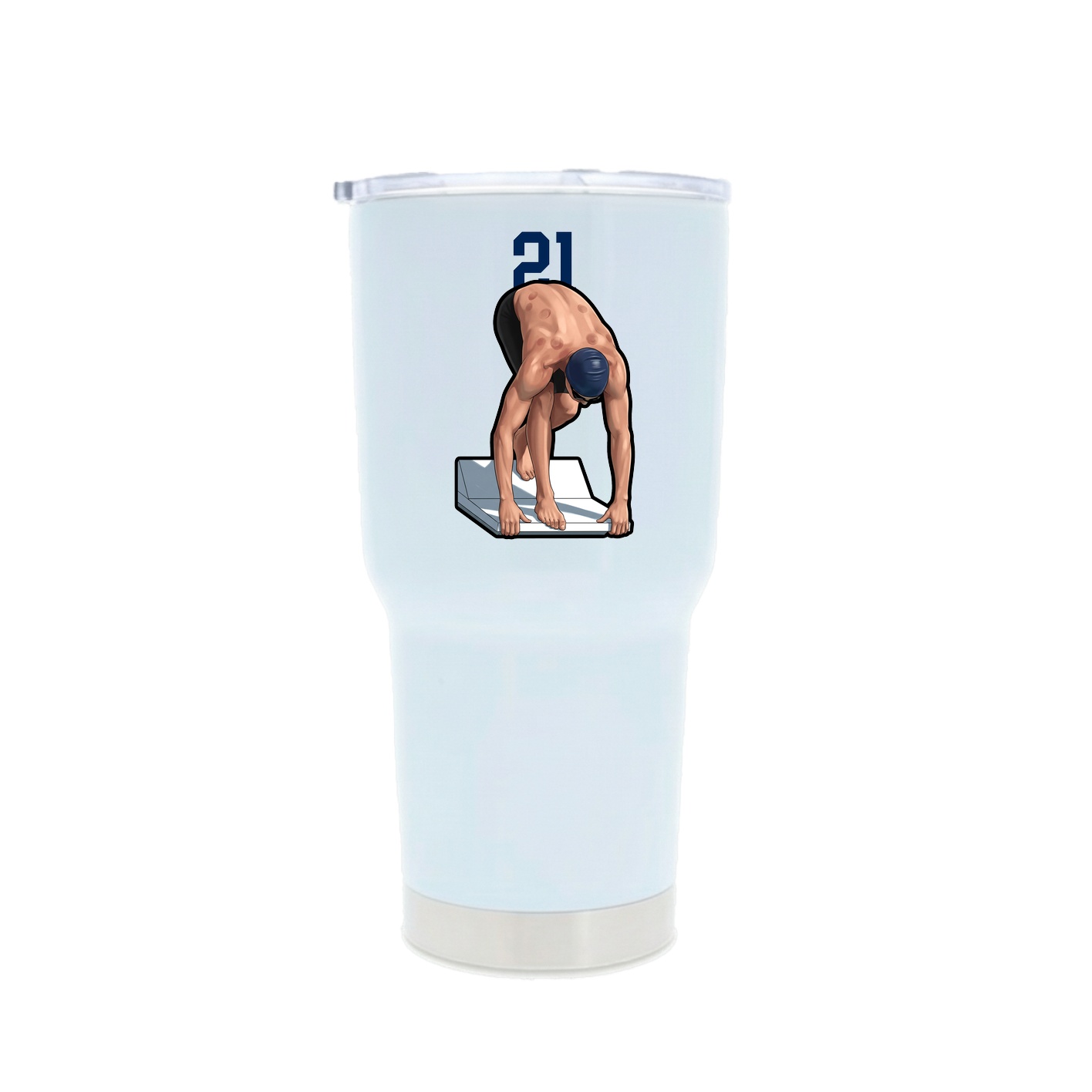 30oz Stainless Steel Tumbler — Number Top in White