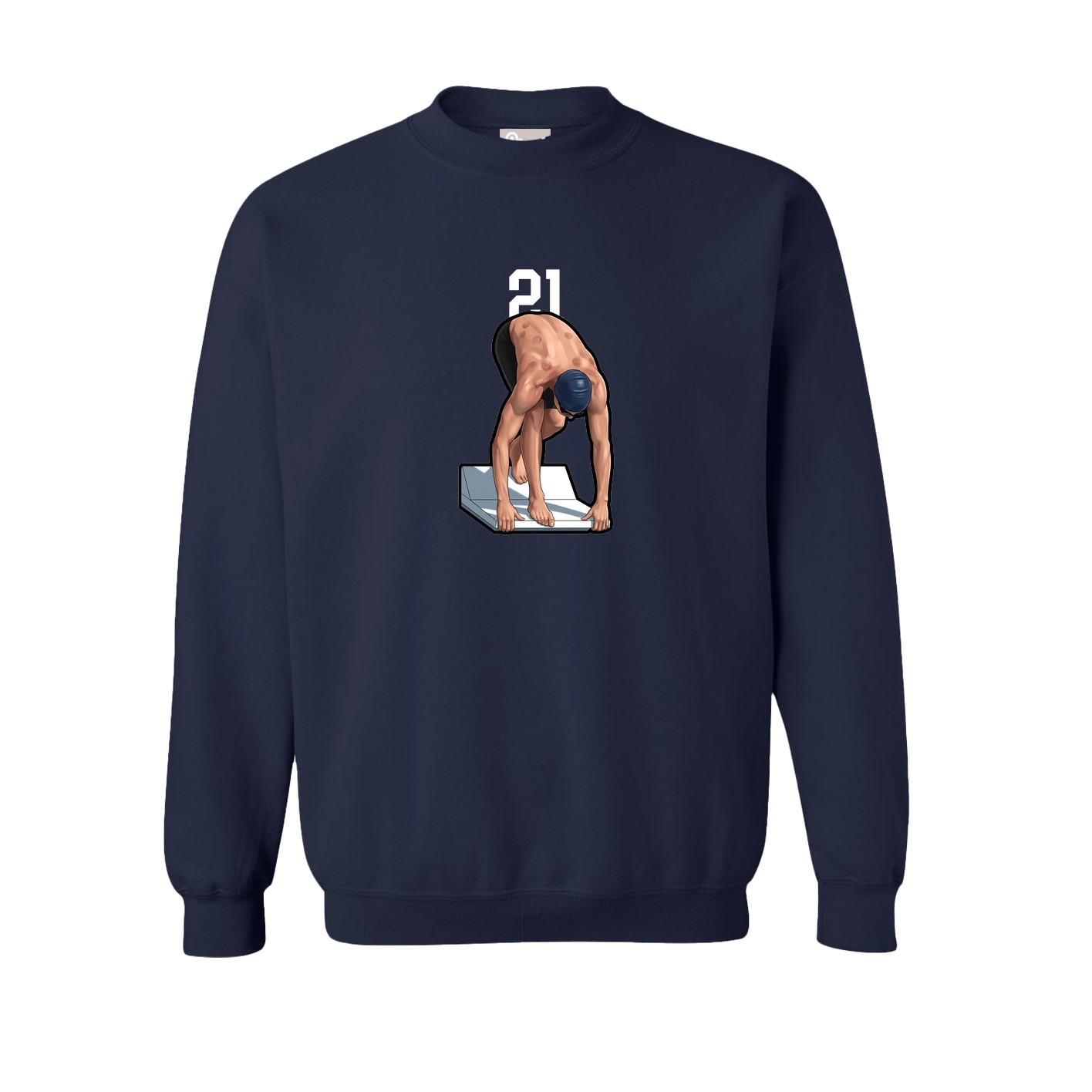 Fleece Crew — Number Top in Navy