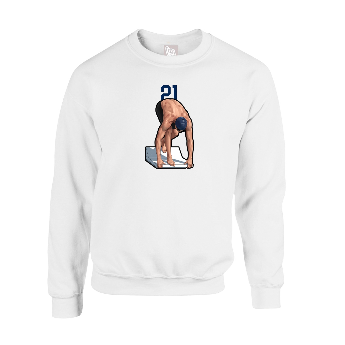 Fleece Crew — Number Top in White