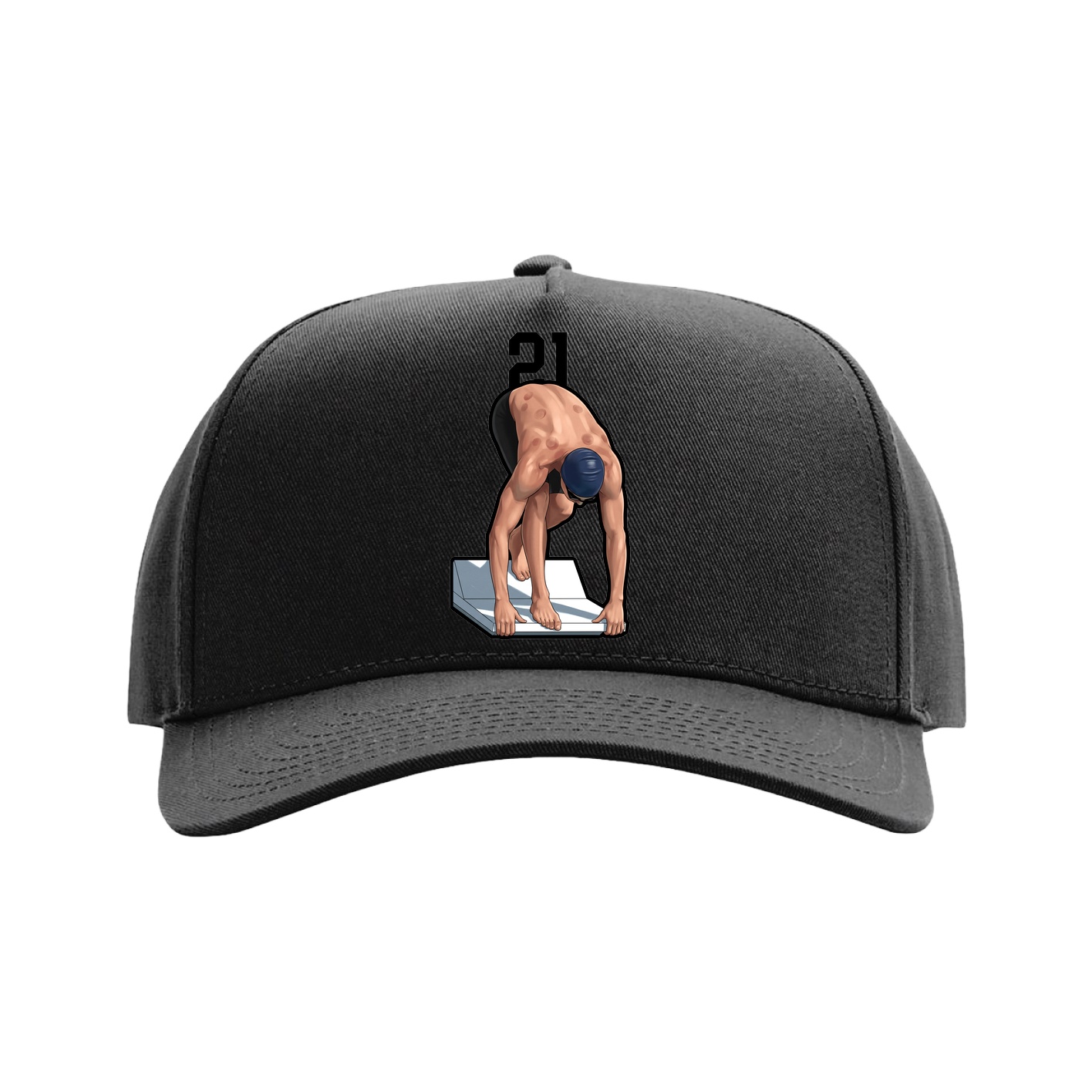 Full Fabric Five-Panel Champ Cap — Number Top in Black