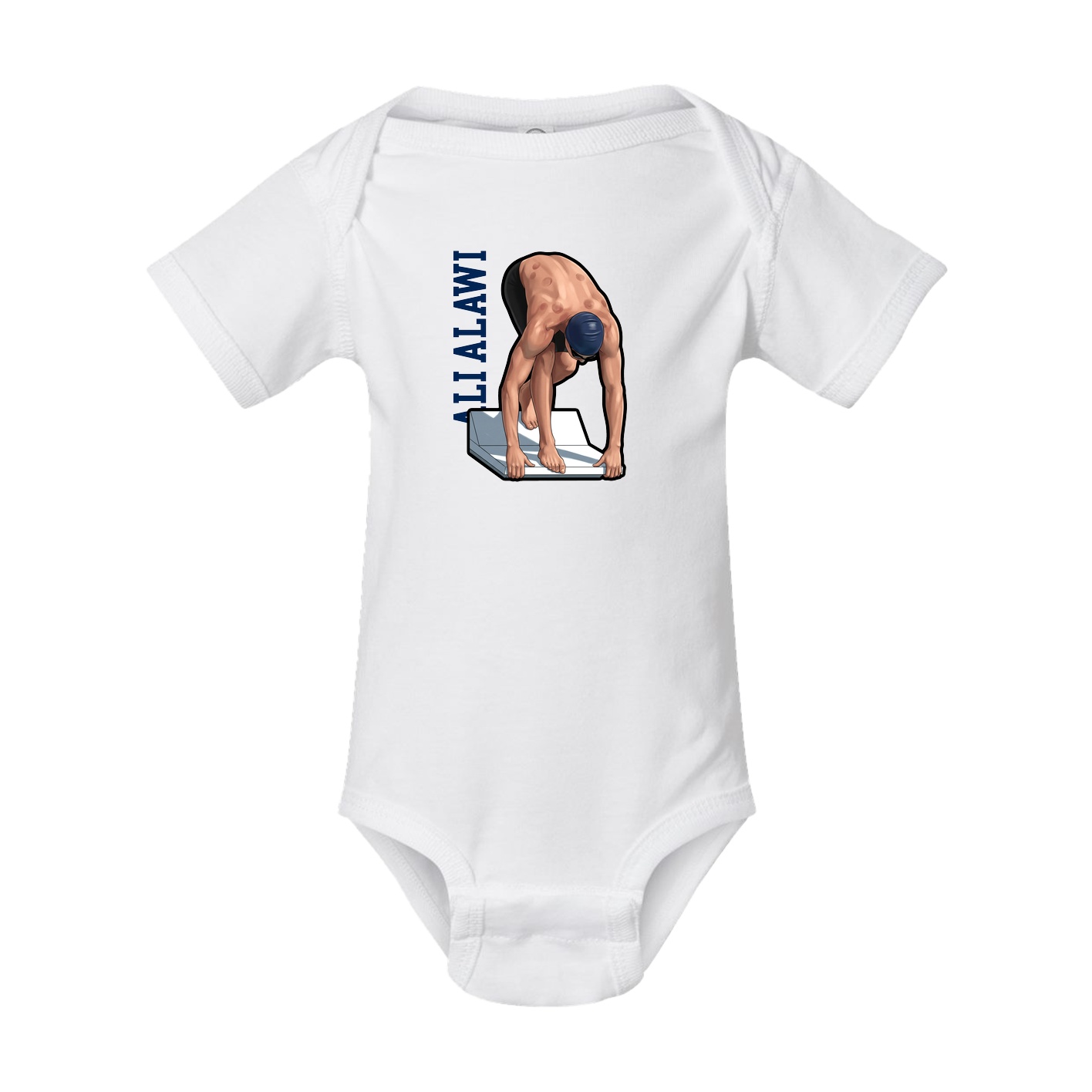 Baby Onesie — Name Vertical in White