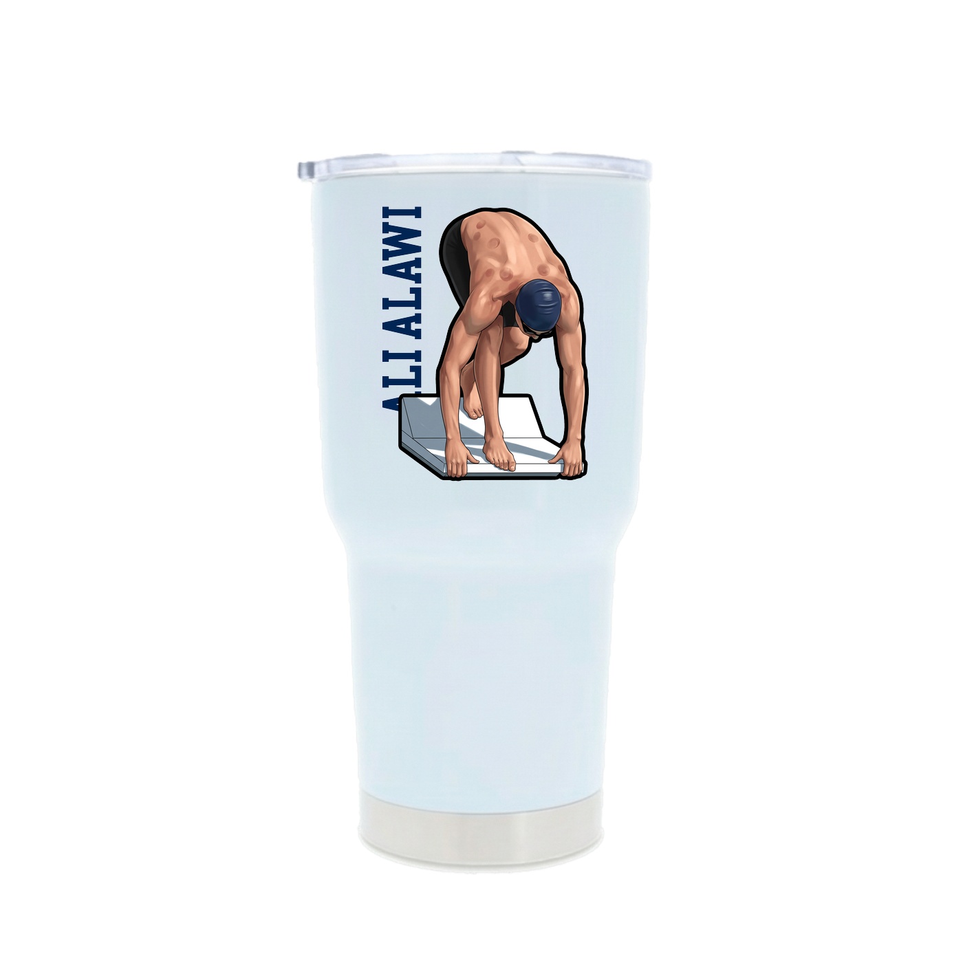 30oz Stainless Steel Tumbler — Name Vertical in White