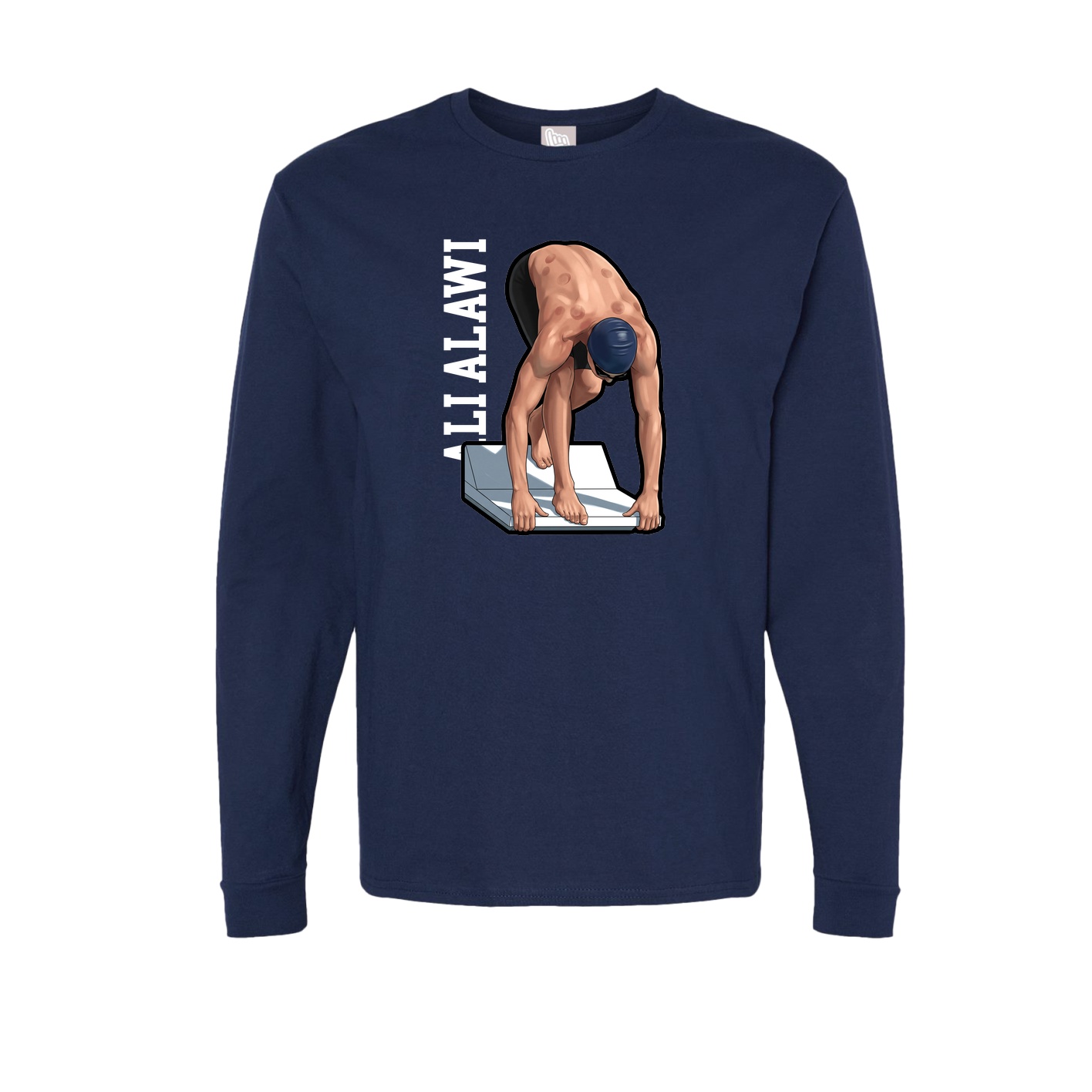 Long Sleeve Tee — Name Vertical in Navy