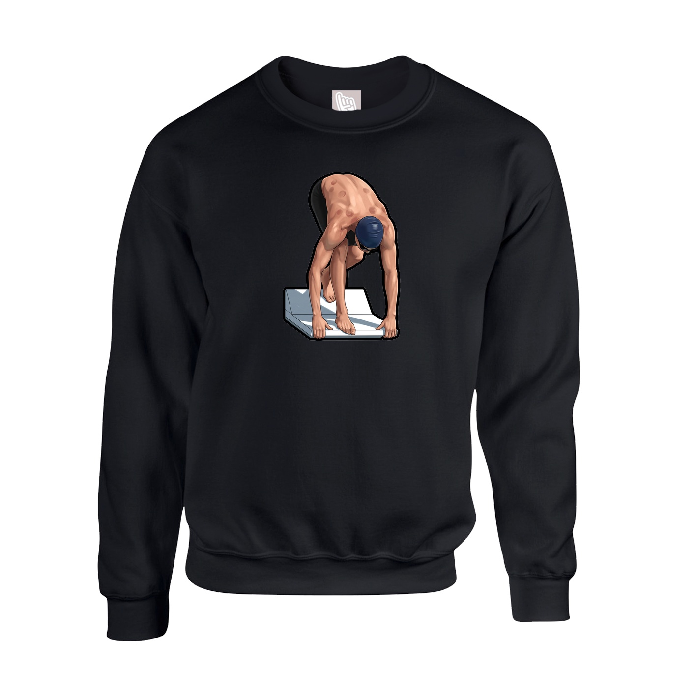 Fleece Crew — Name Vertical in Black
