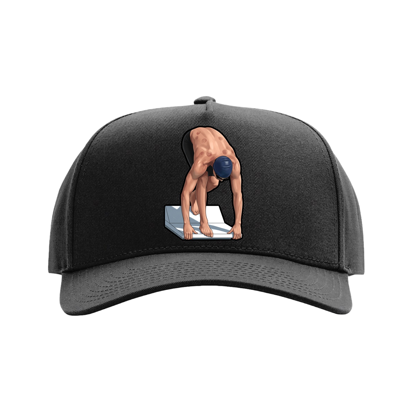 Full Fabric Five-Panel Champ Cap — Name Vertical in Black