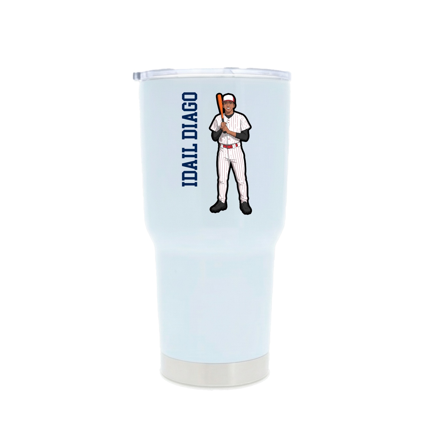 30oz Stainless Steel Tumbler — Name Vertical in White