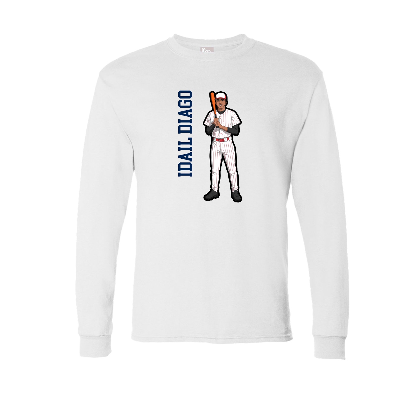 Long Sleeve Tee — Name Vertical in White