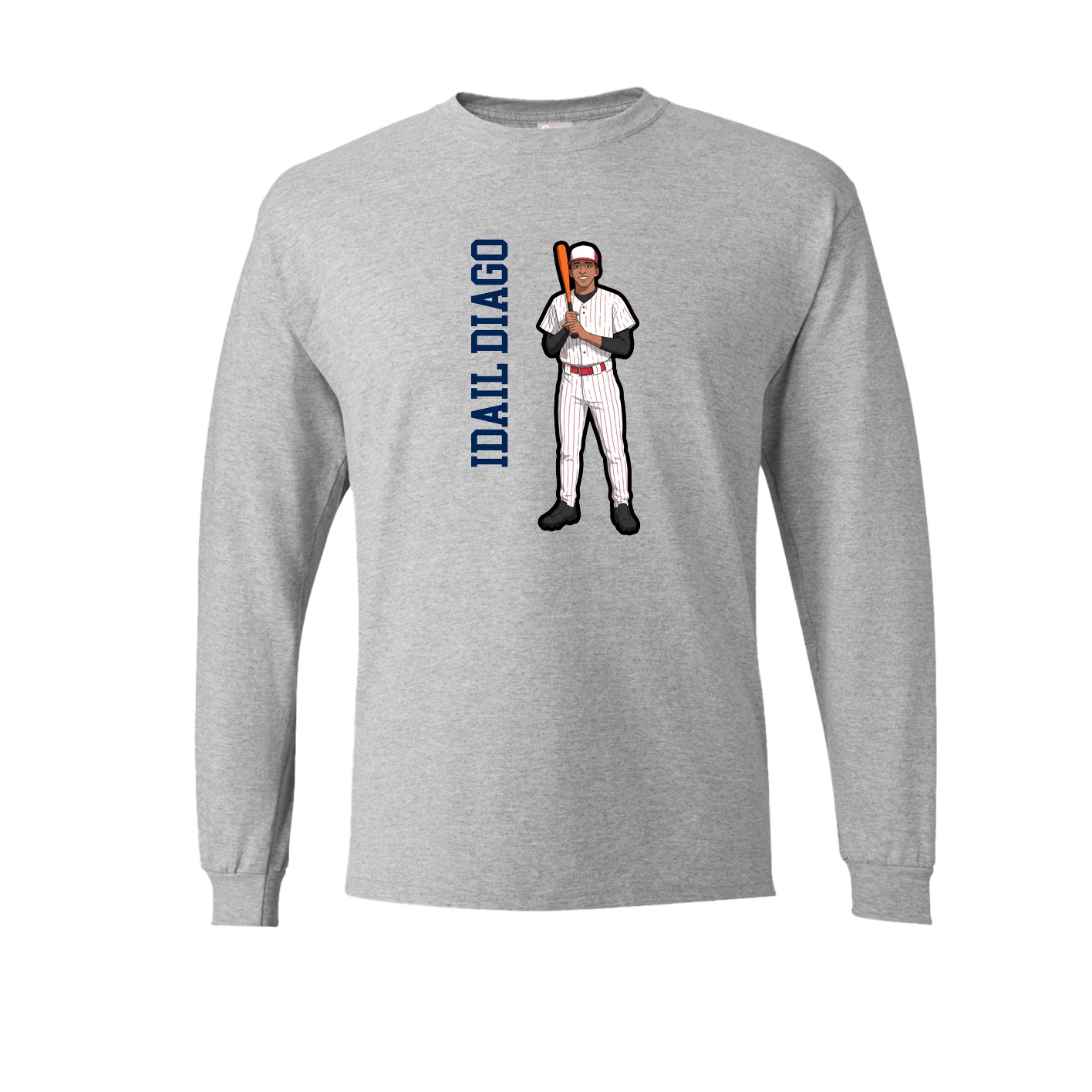 Long Sleeve Tee — Name Vertical in Grey