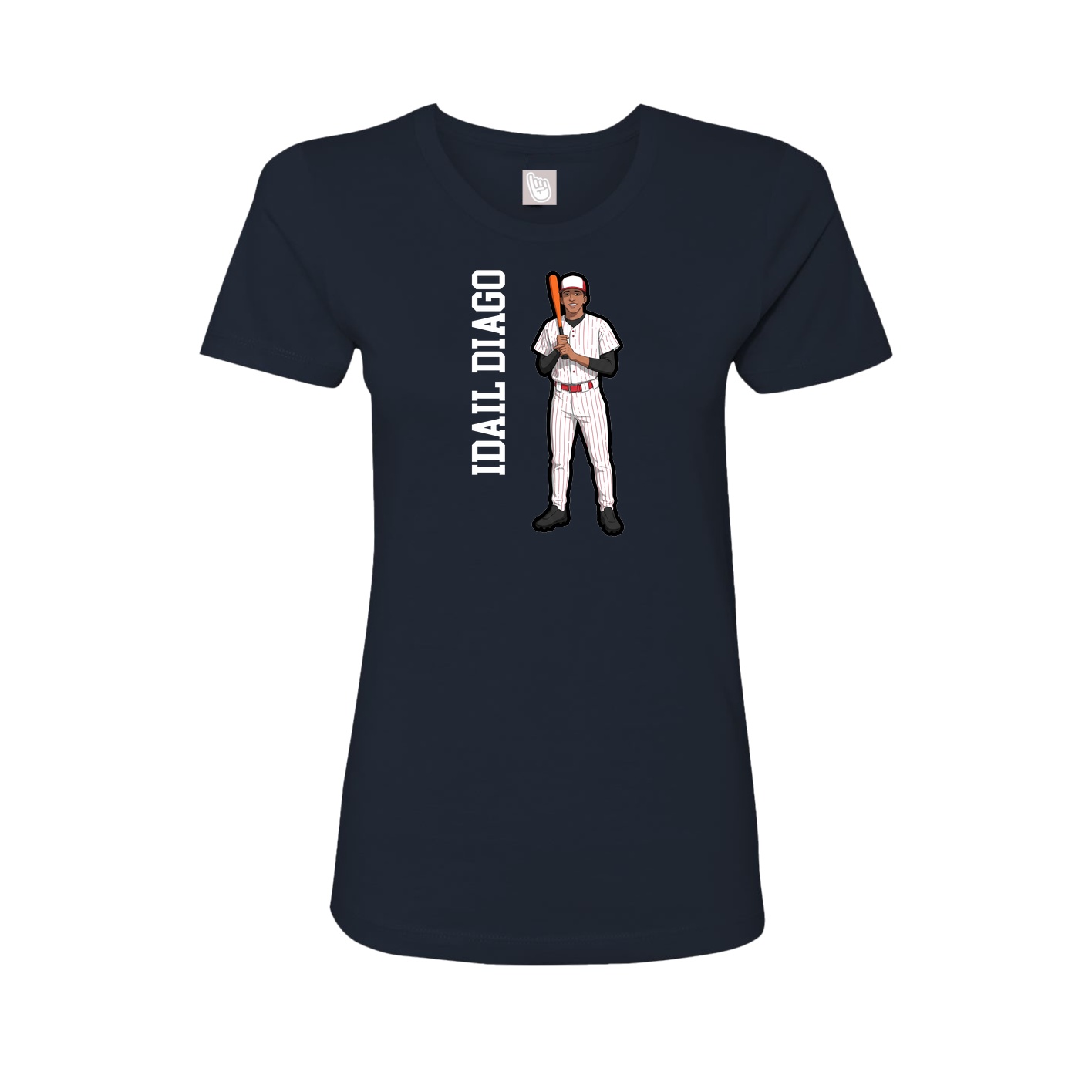 Womens Tee — Name Vertical in Navy