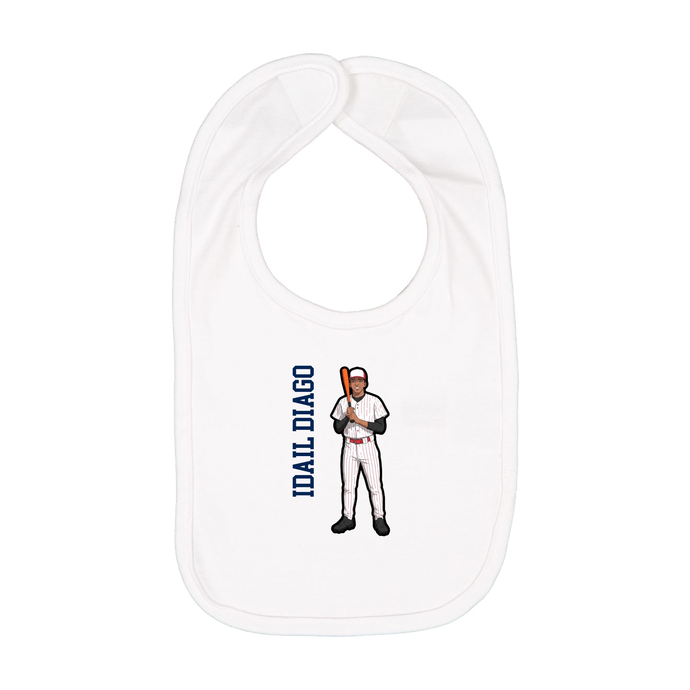 Infant Bib — Name Vertical in White
