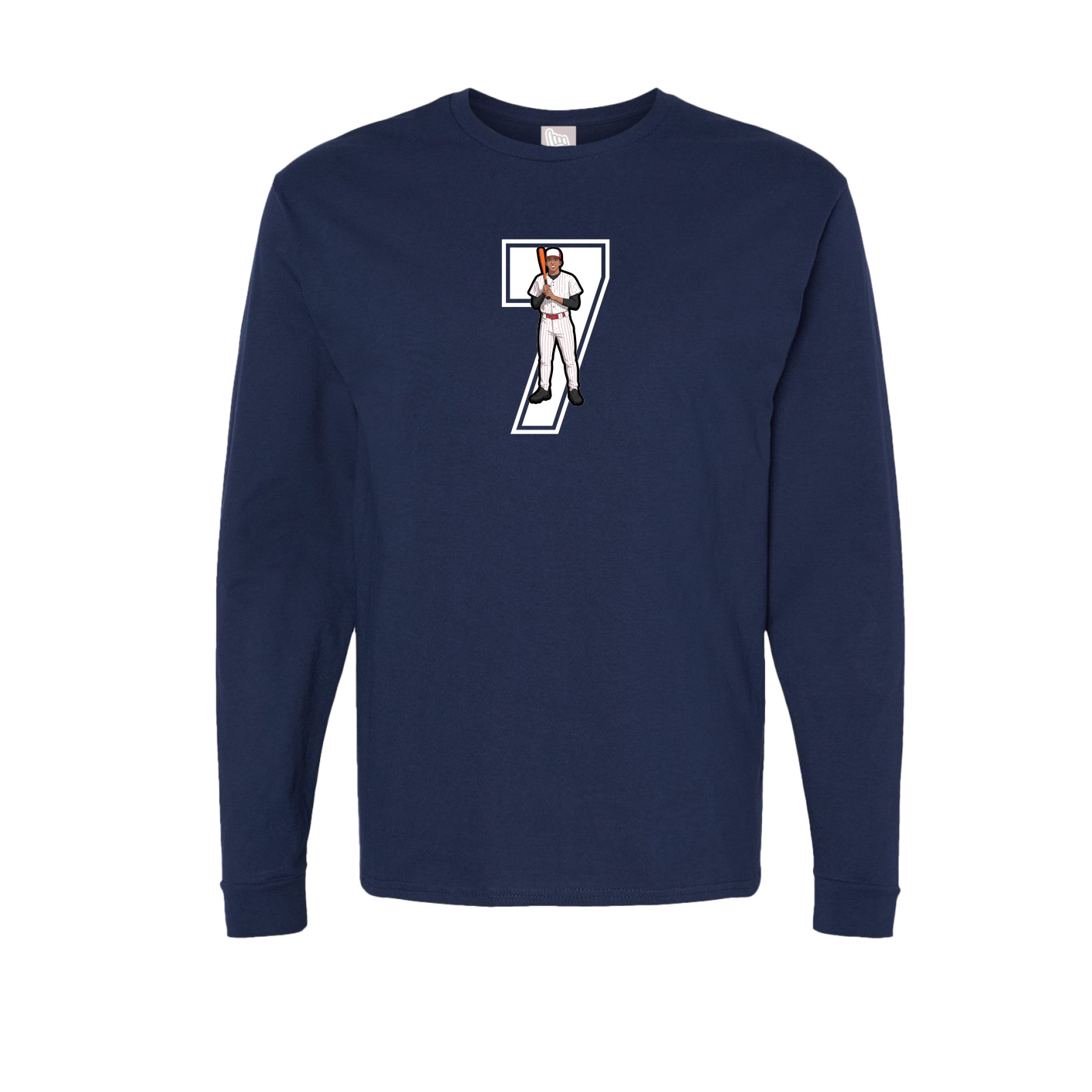 Long Sleeve Tee — Number in Navy