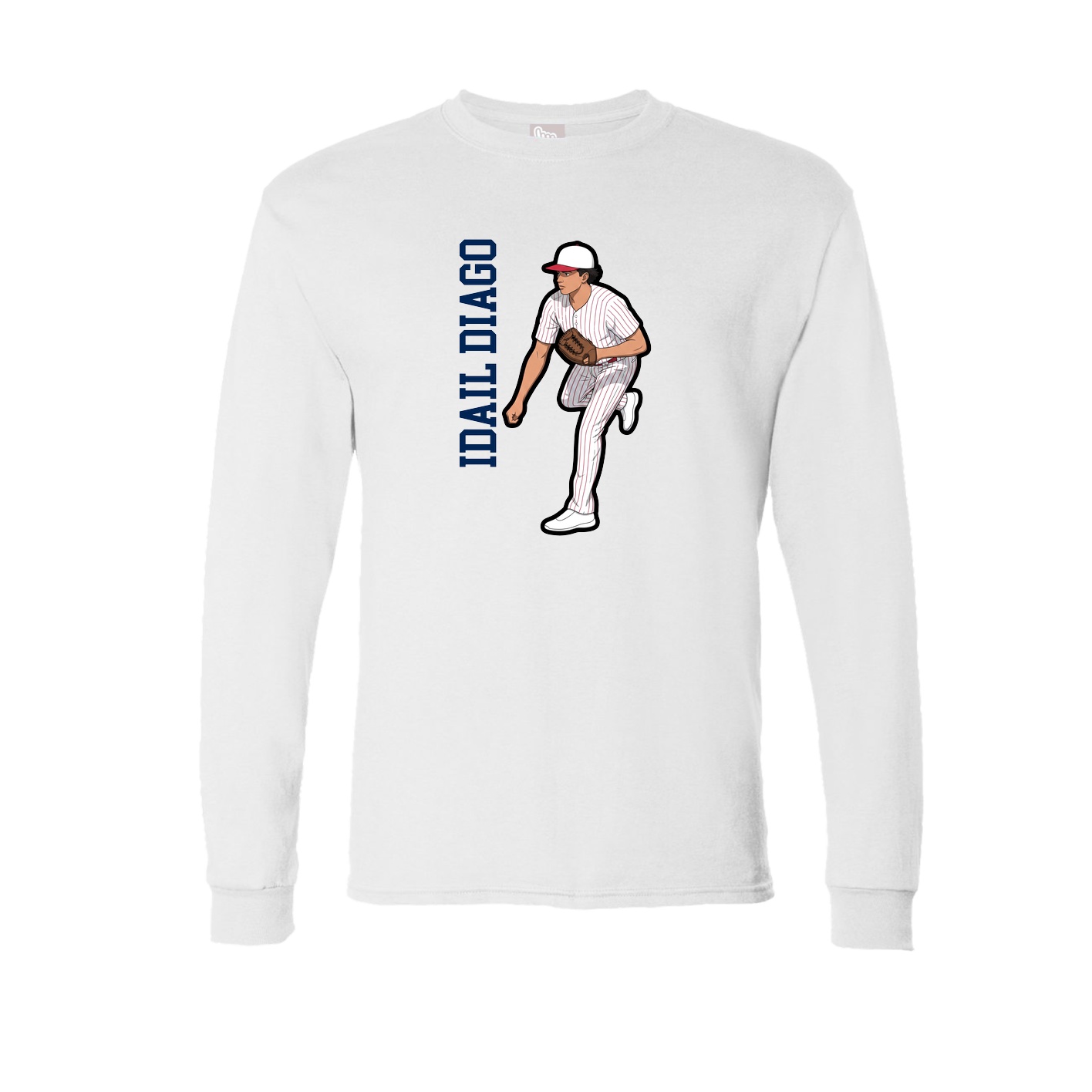 Long Sleeve Tee — Name Vertical in White