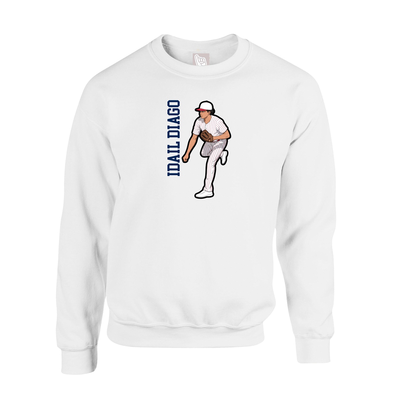 Fleece Crew — Name Vertical in White