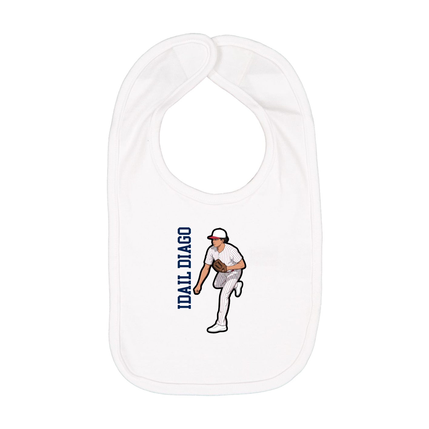 Infant Bib — Name Vertical in White