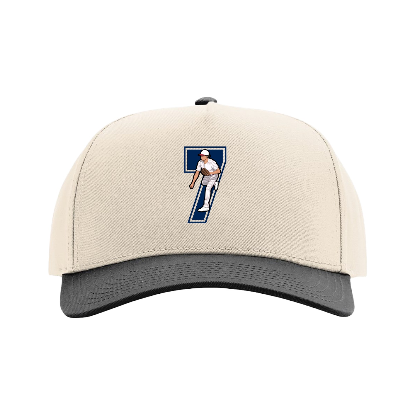 Full Fabric Five-Panel Champ Cap — Number in Cream/Black