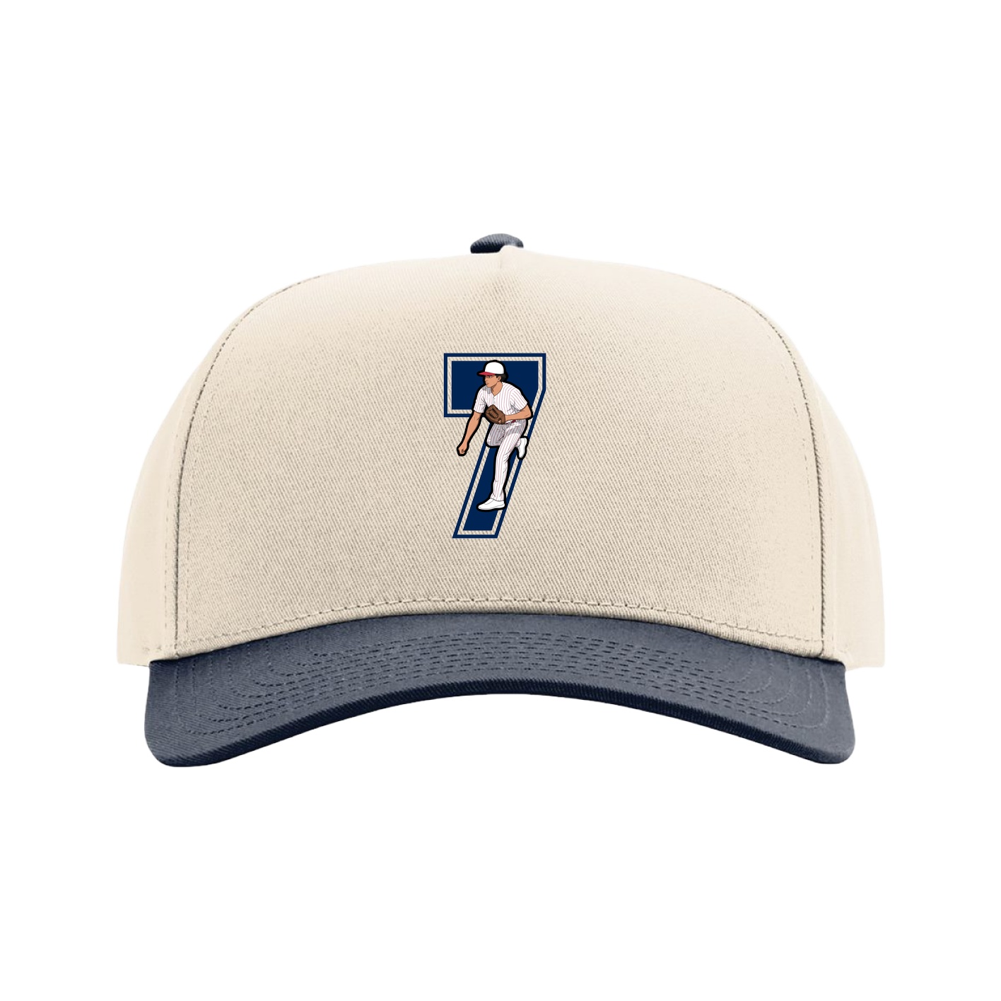 Full Fabric Five-Panel Champ Cap — Number in Cream/Navy