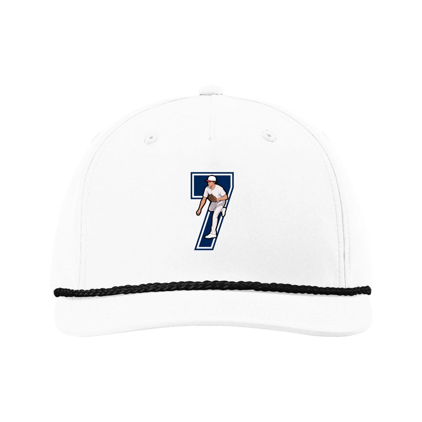Five-Panel Classic Rope Cap — Number in White