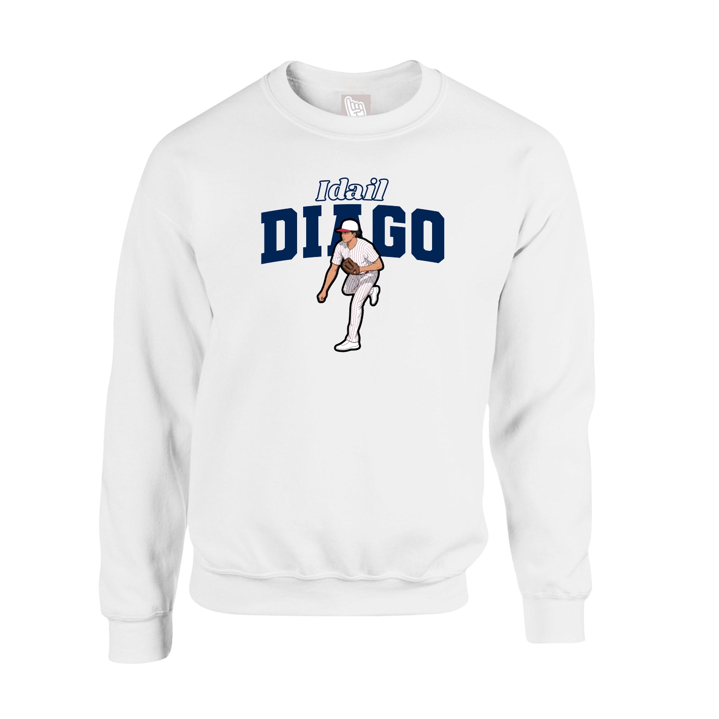 Fleece Crew — Name Arch in White