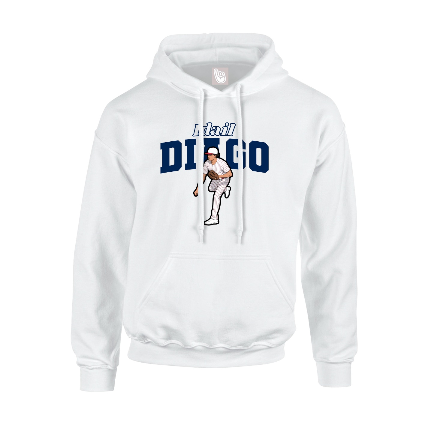 Youth Hoodie — Name Arch in White