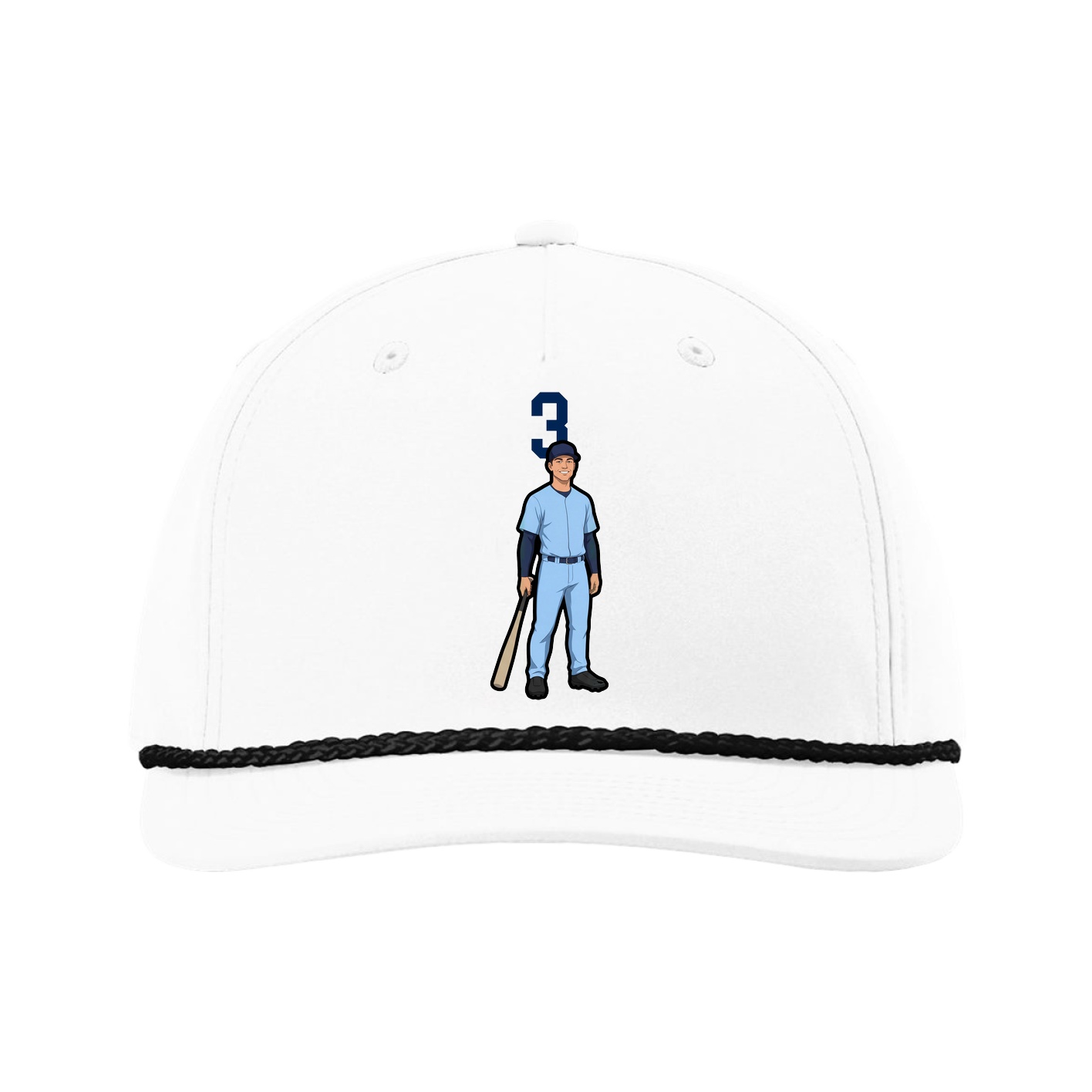 Five-Panel Classic Rope Cap — Number Top in White