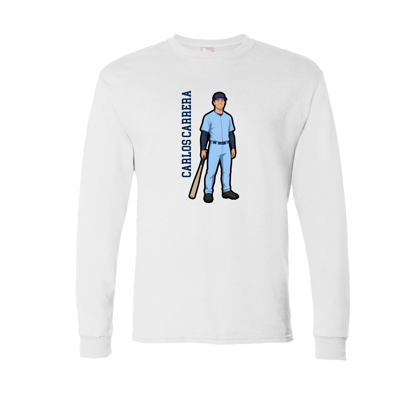 Long Sleeve Tee — Name Vertical in White