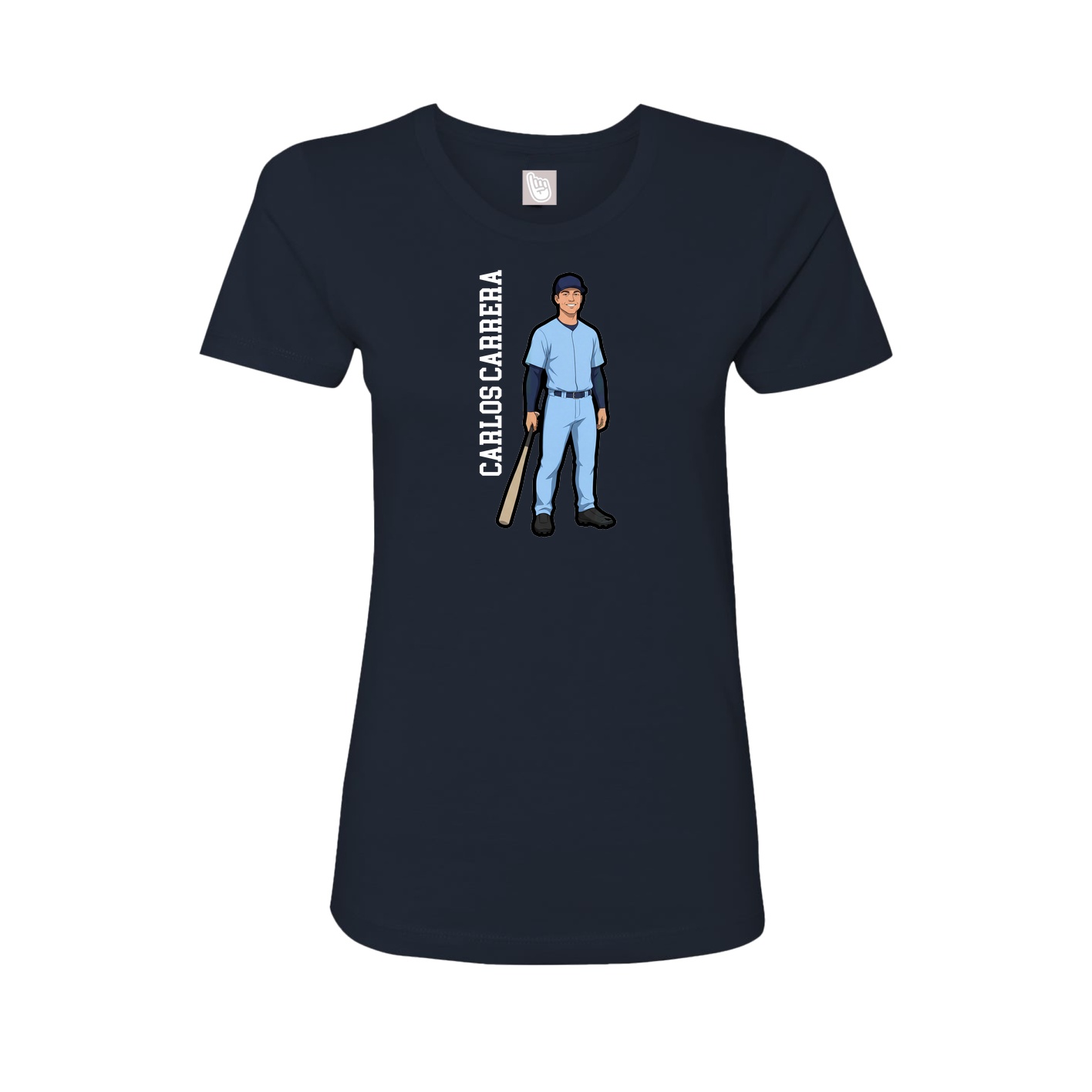 Fitted Women's Tee — Name Vertical in Navy