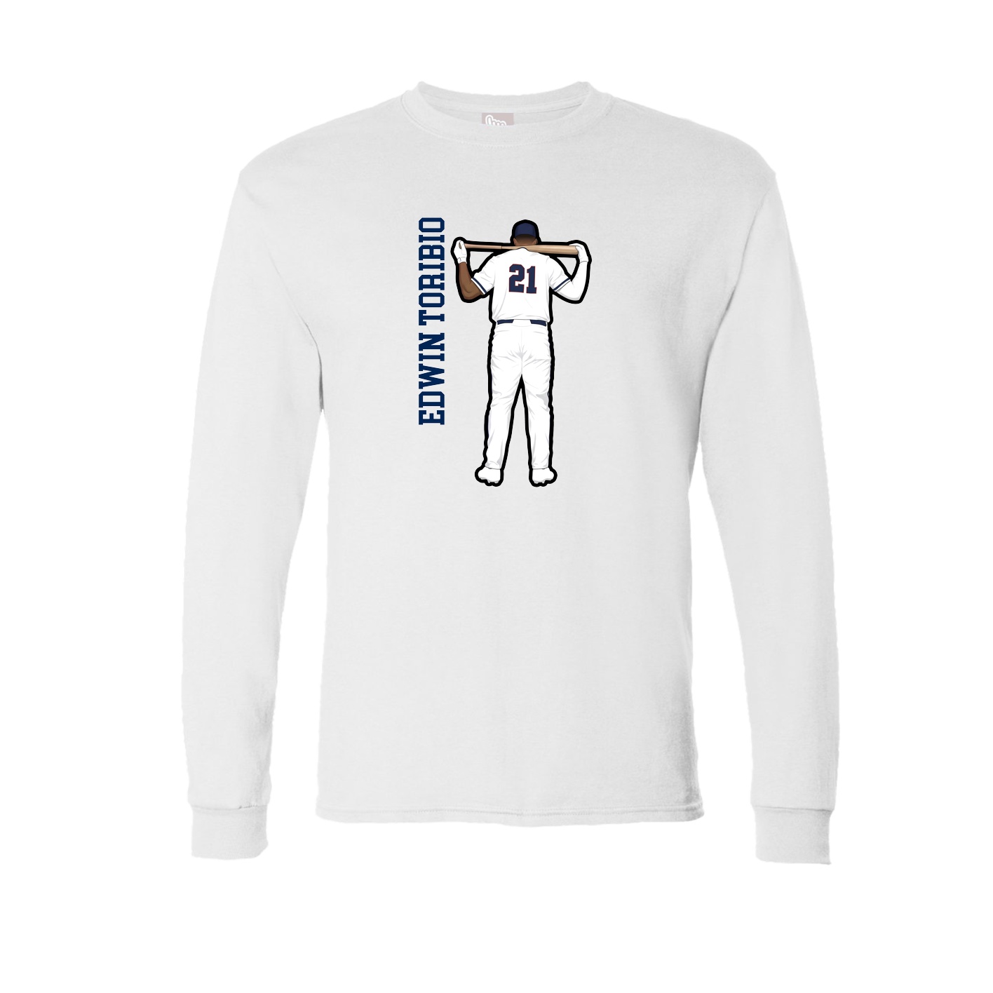 Long Sleeve Tee — Name Vertical in White