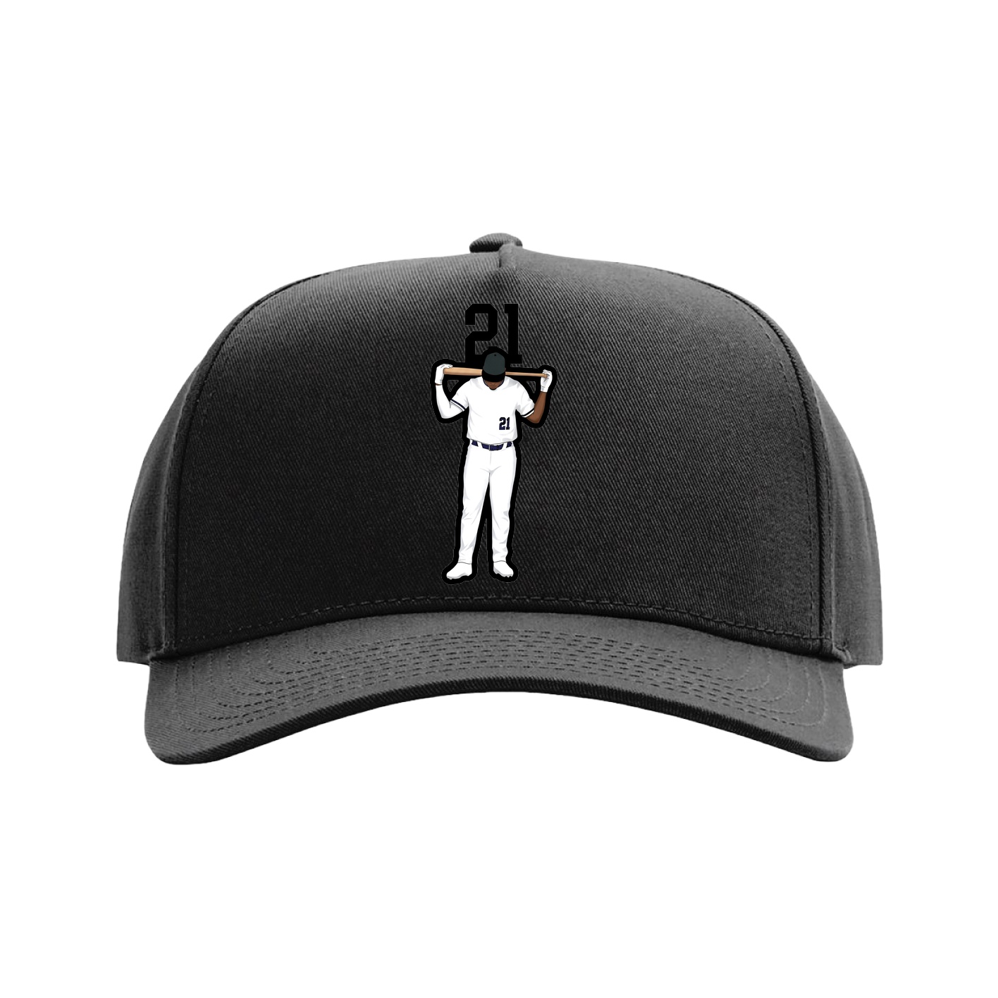 Full Fabric Five-Panel Champ Cap — Number Top in Black