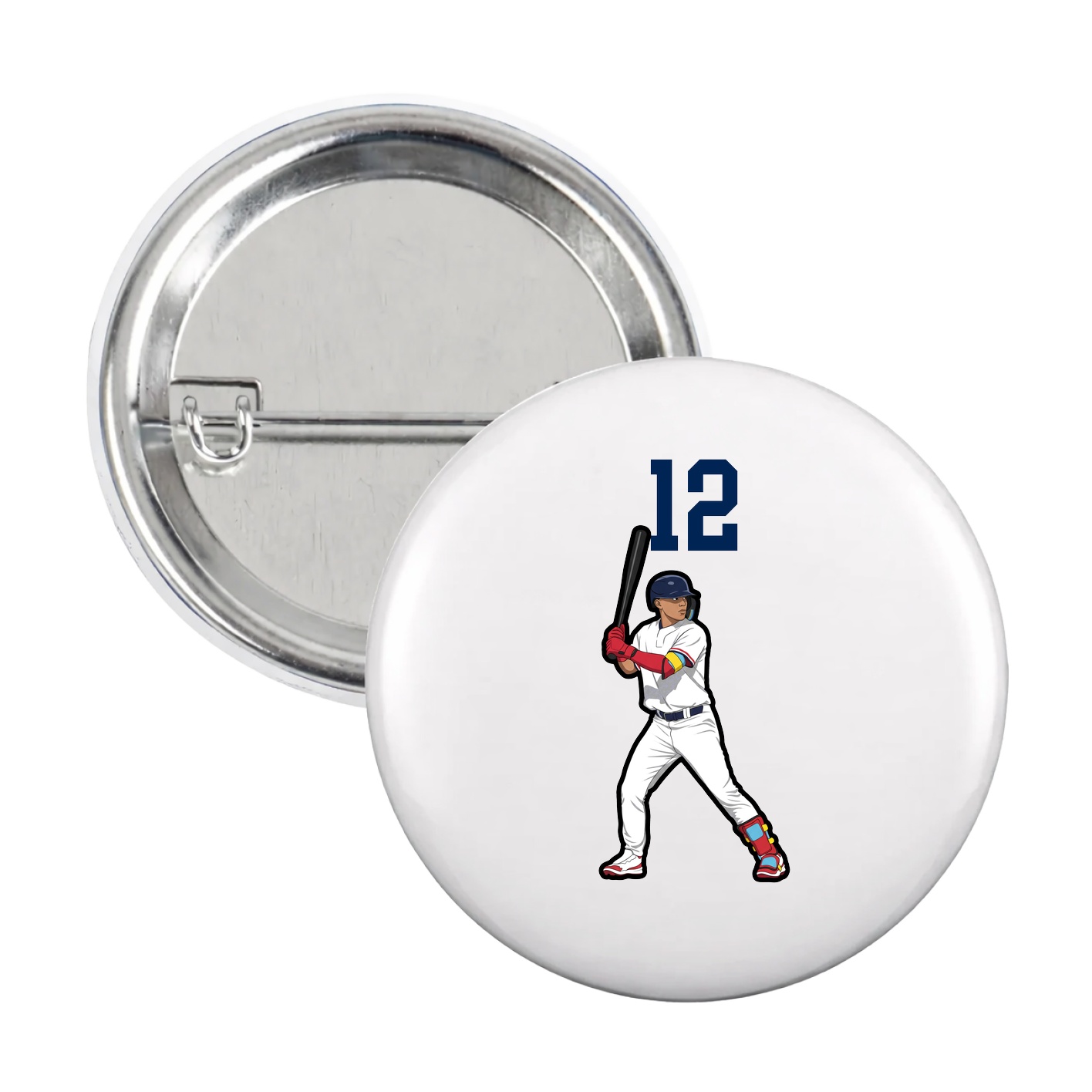 Game Day Button — Number Top in White