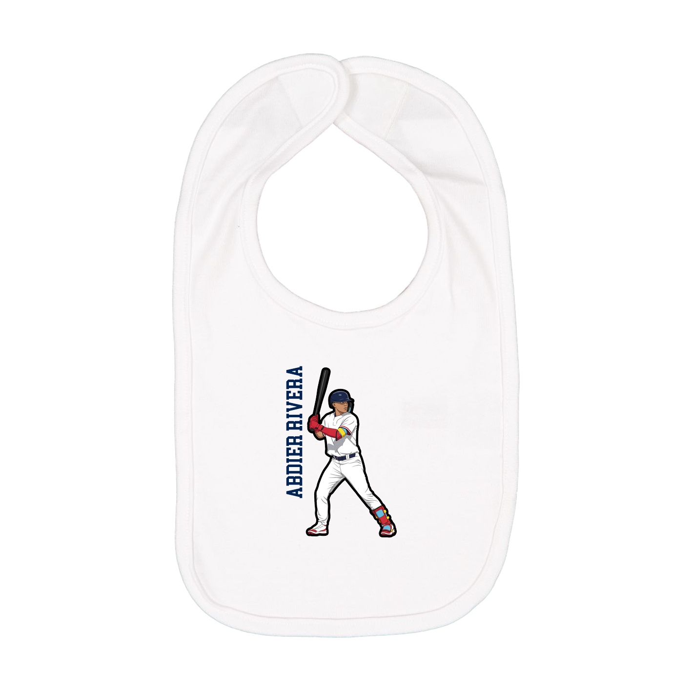Infant Bib — Name Vertical in White