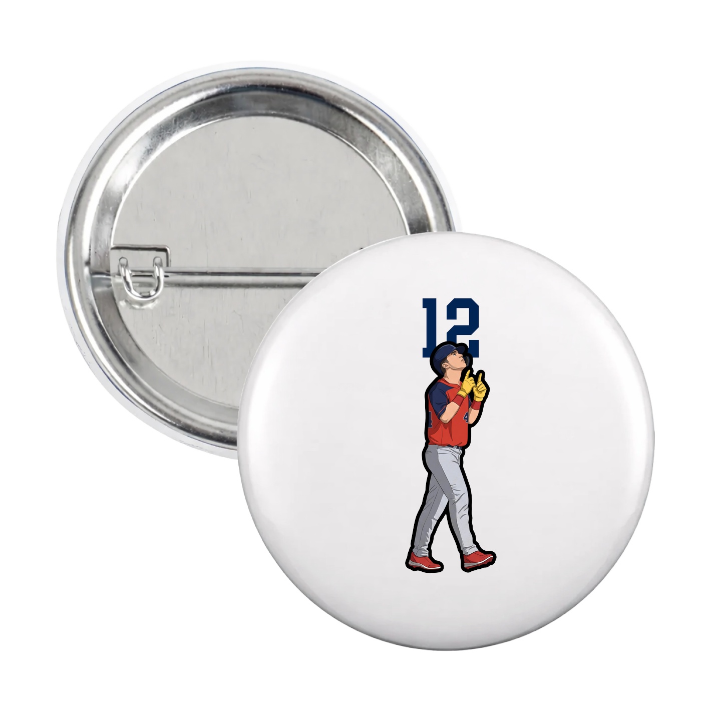 Game Day Button — Number Top in White