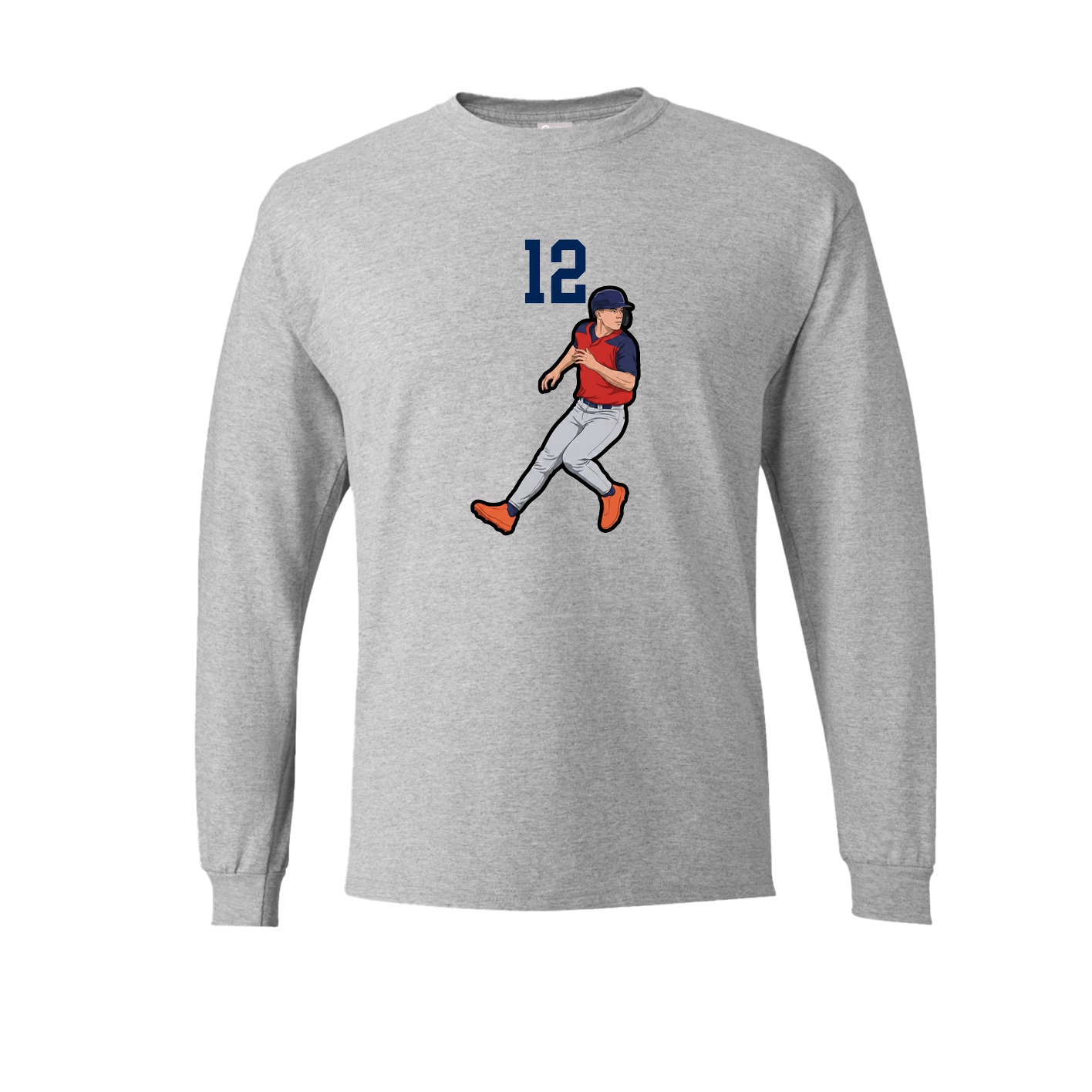 Long Sleeve Tee — Number Top in Grey