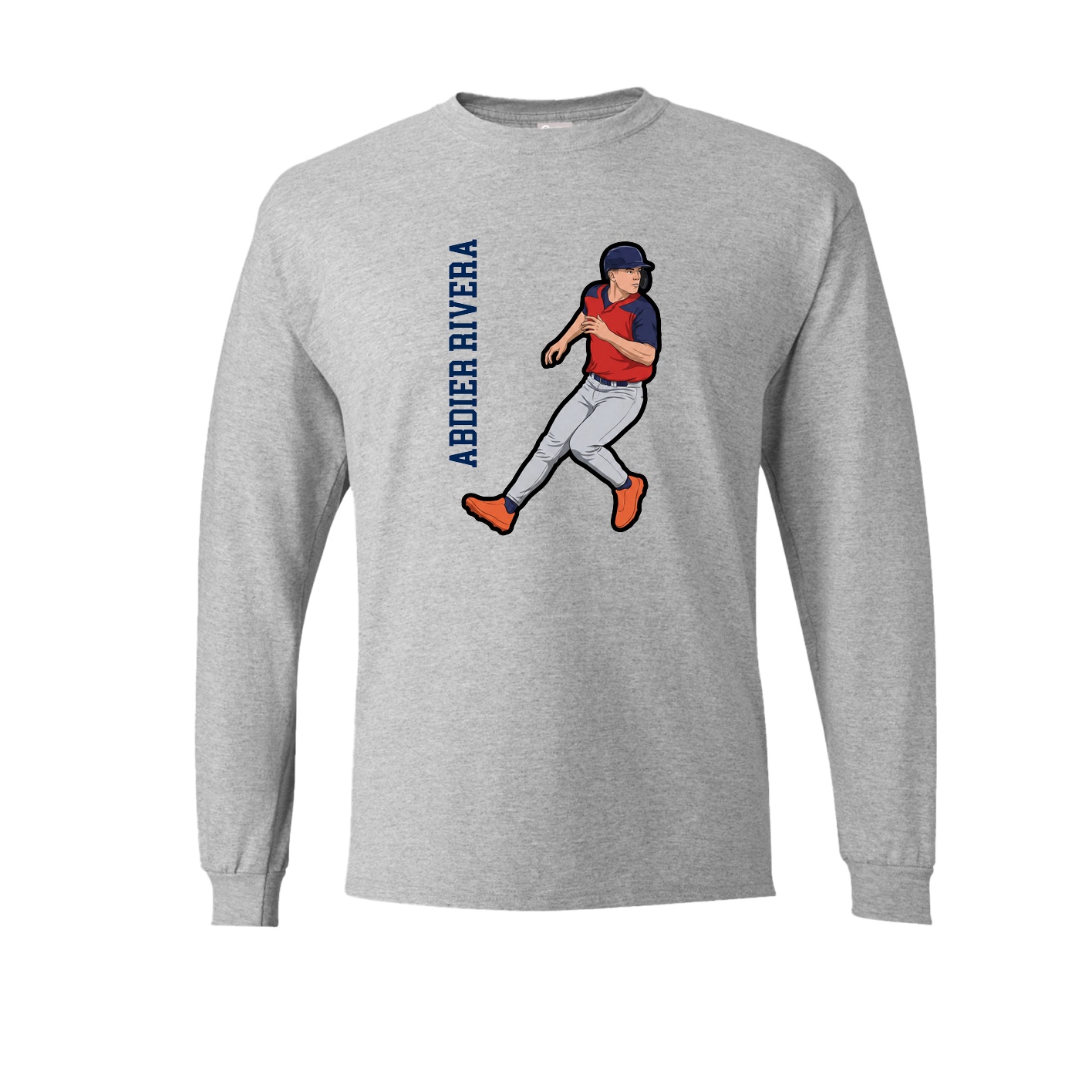 Long Sleeve Tee — Name Vertical in Grey