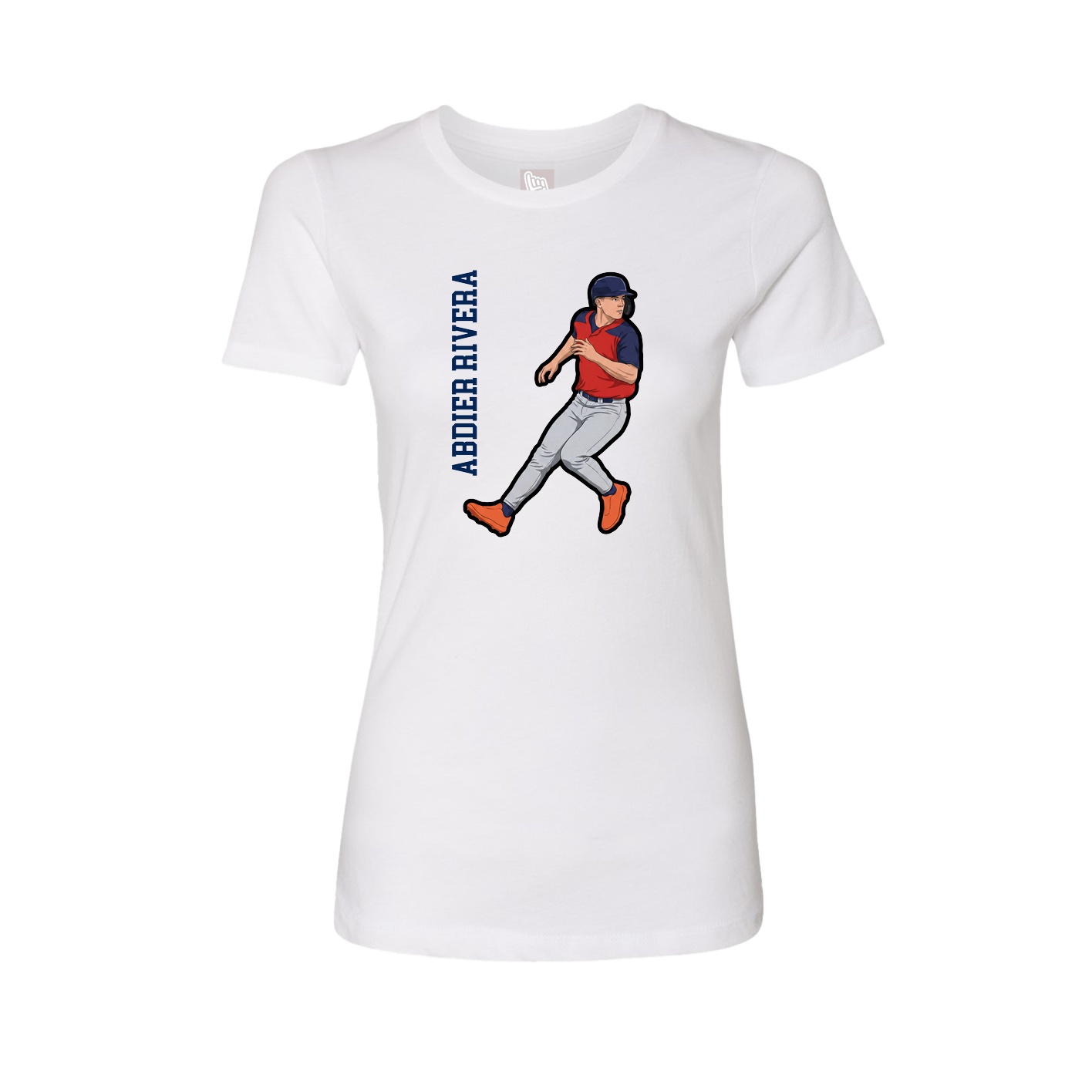 Womens Tee — Name Vertical in White