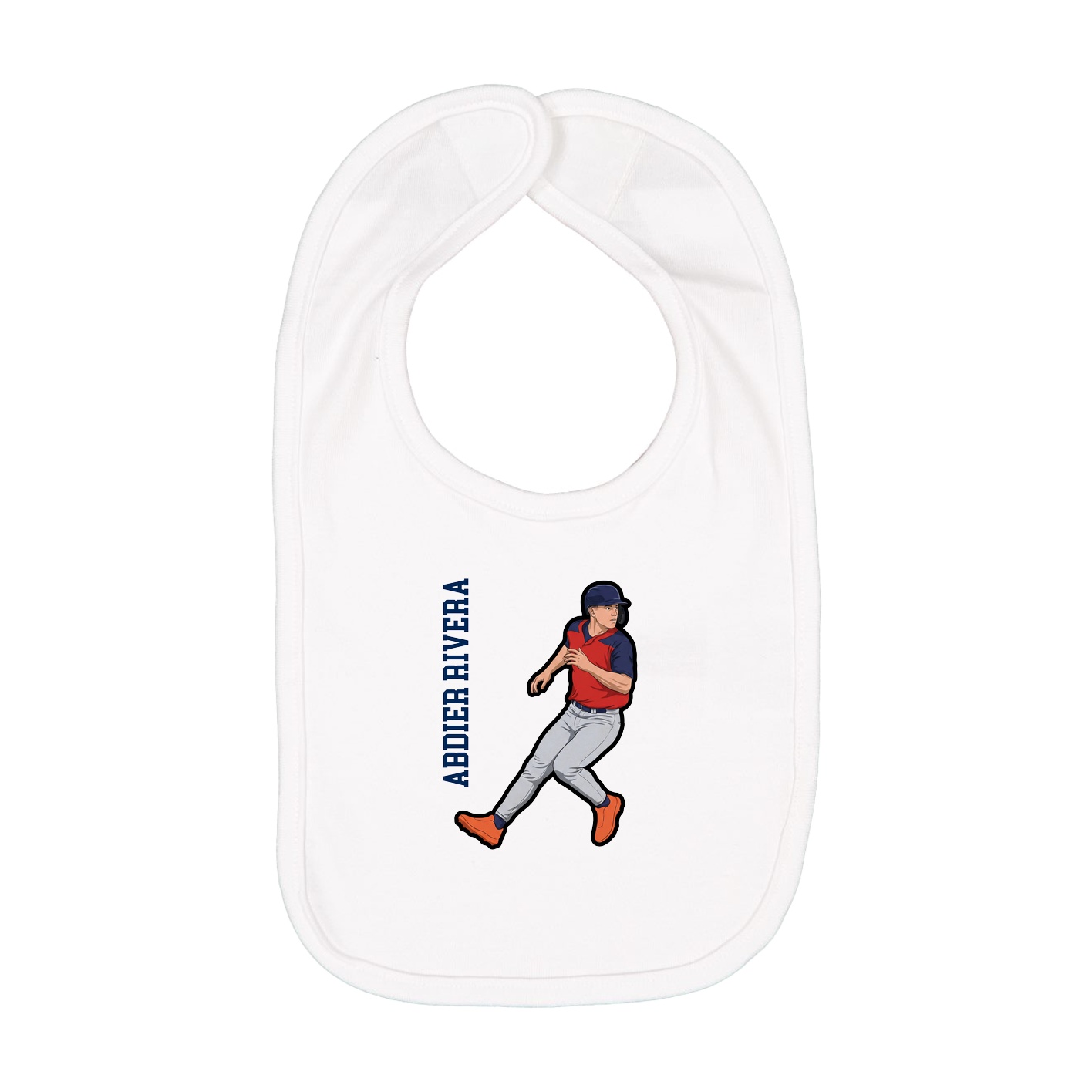 Infant Bib — Name Vertical in White