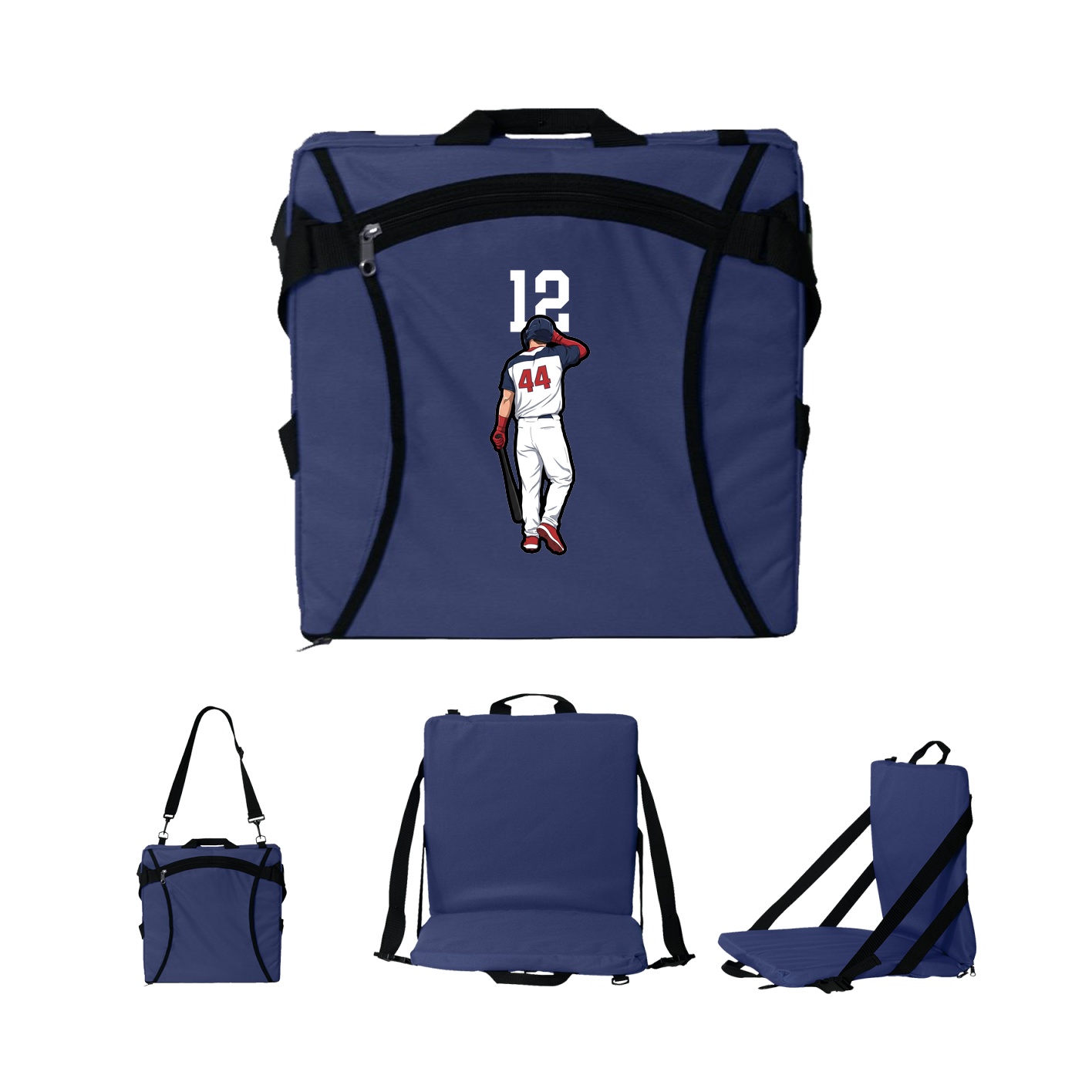 Folding Stadium Seat — Number Top in Navy