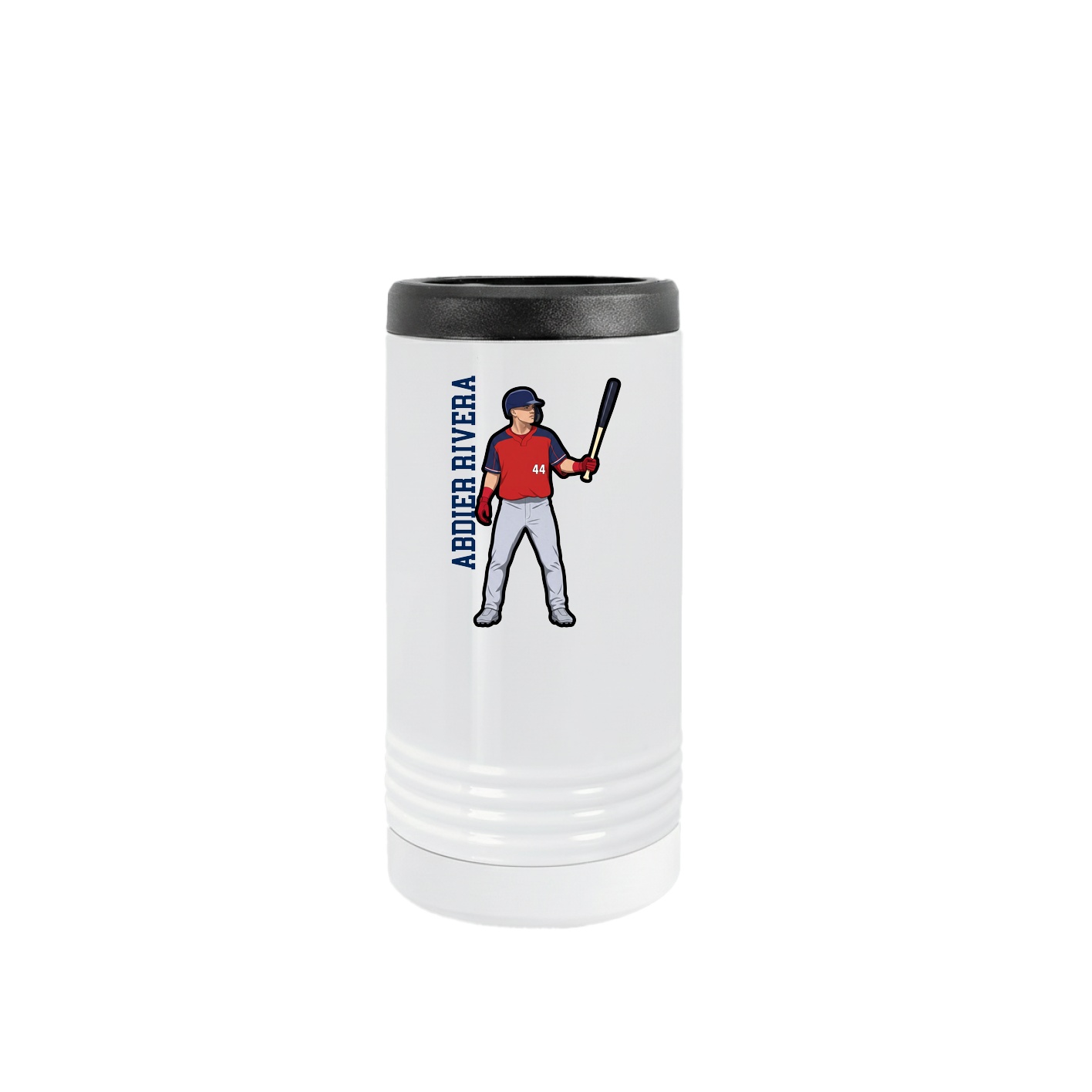 Slim Beverage Holder — Name Vertical in White