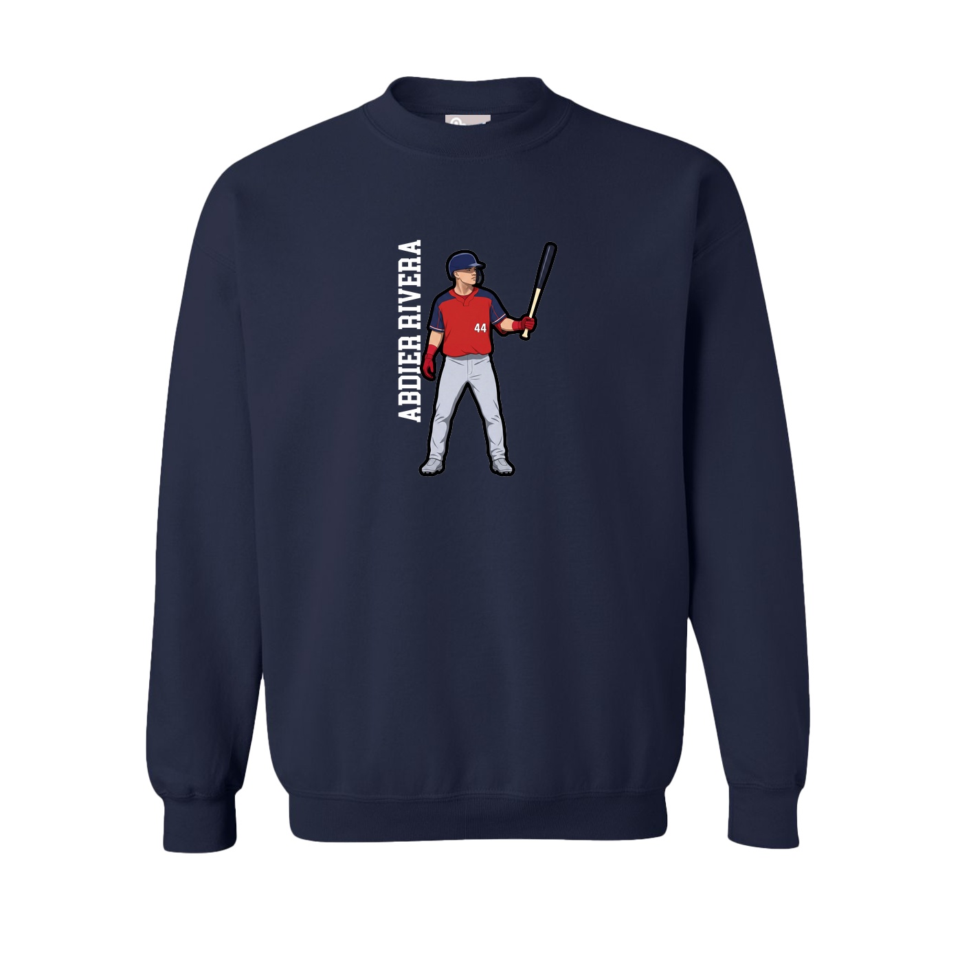 Fleece Crew — Name Vertical in Navy