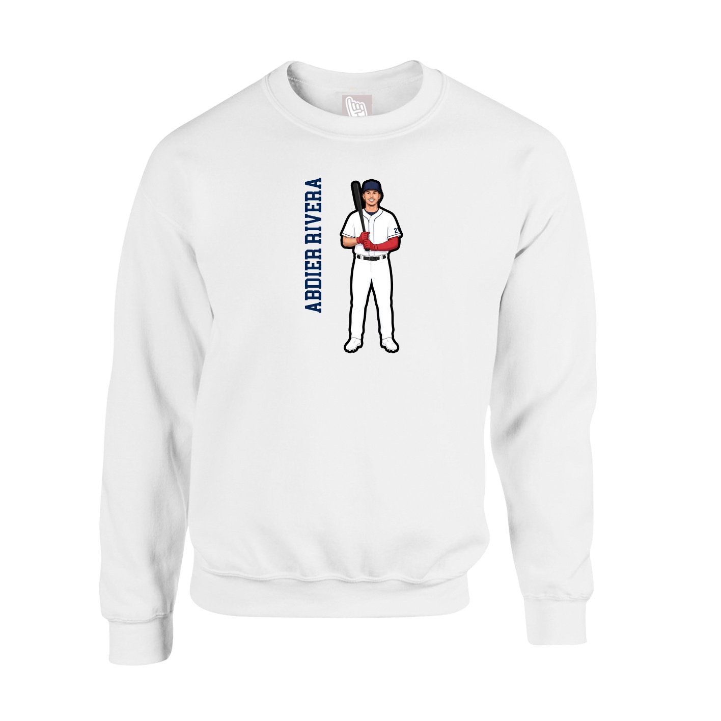 Fleece Crew — Name Vertical in White