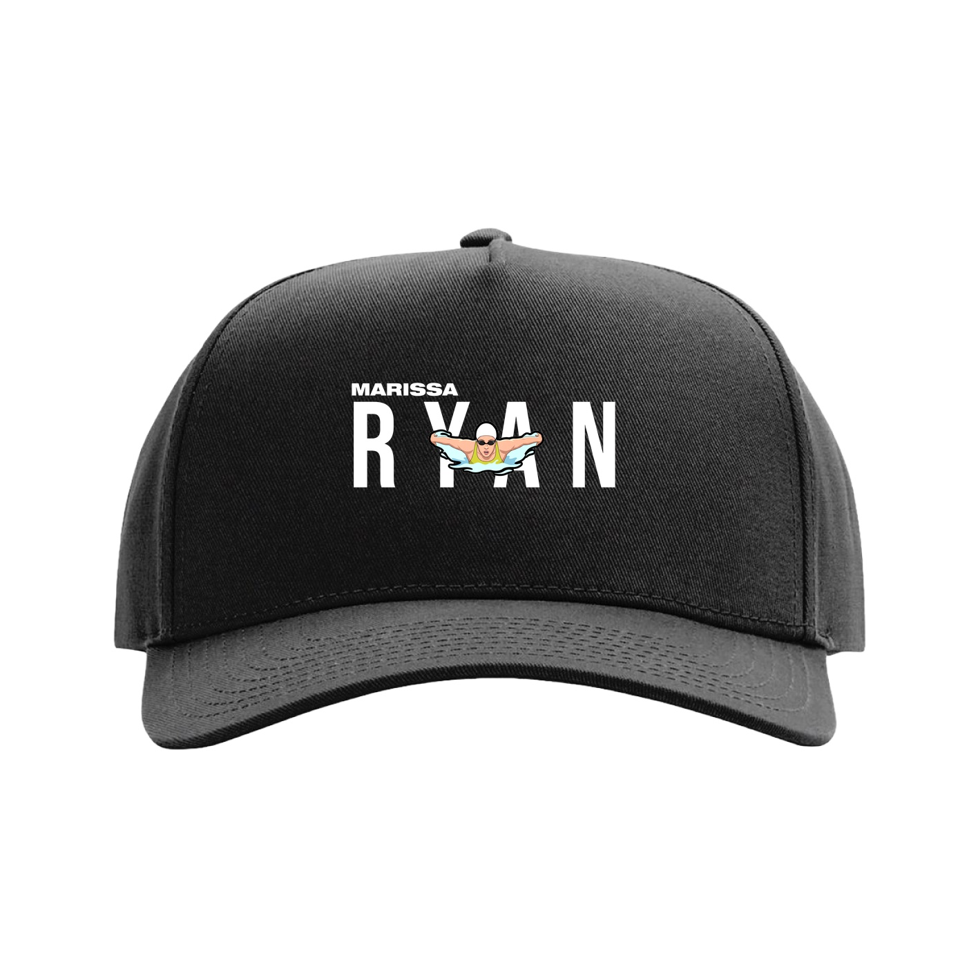 Full Fabric Five-Panel Champ Cap — Player Name in Black